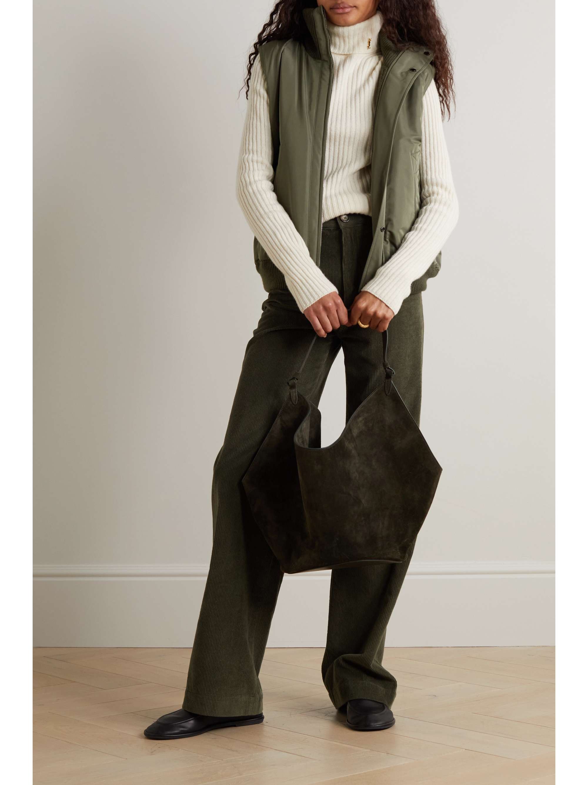 Everdeen padded shell and silk-blend vest view