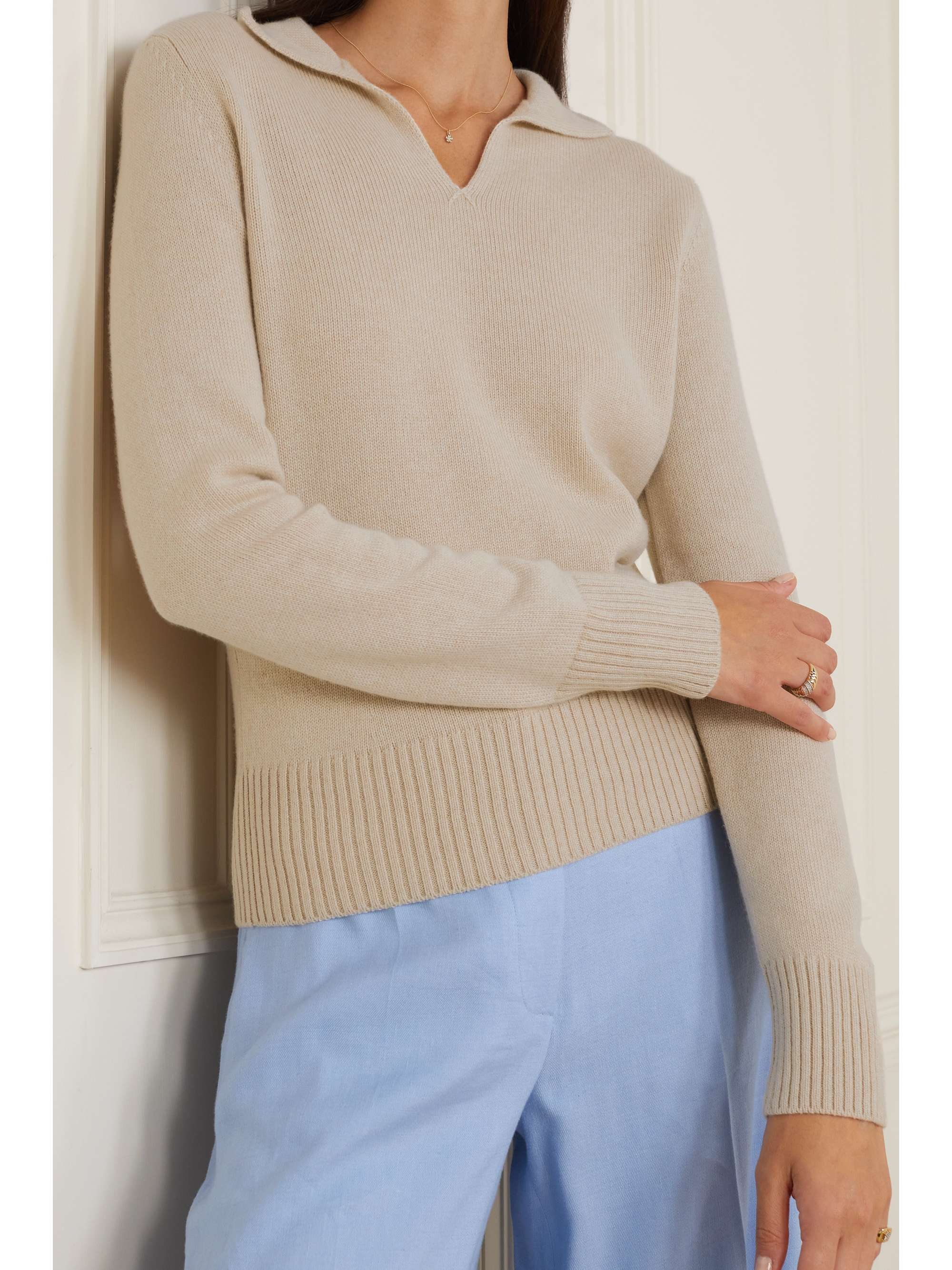 Cashmere polo sweater view