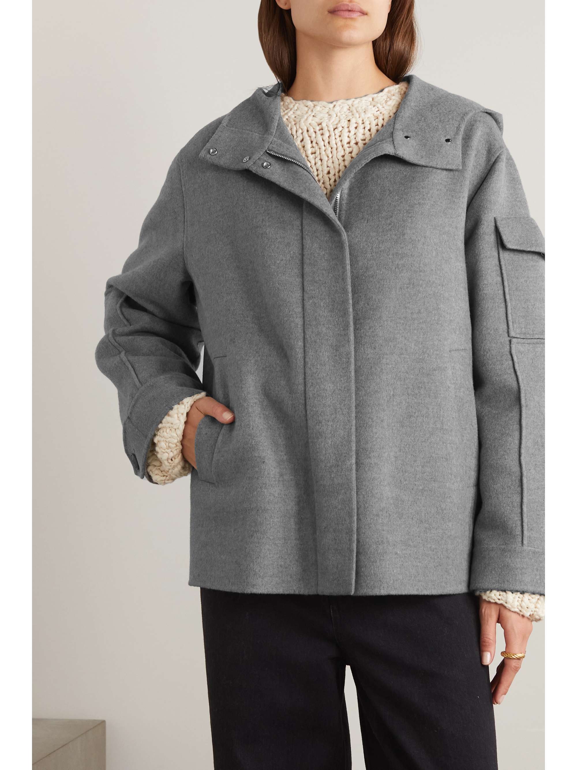 Cashmere hooded jacket view