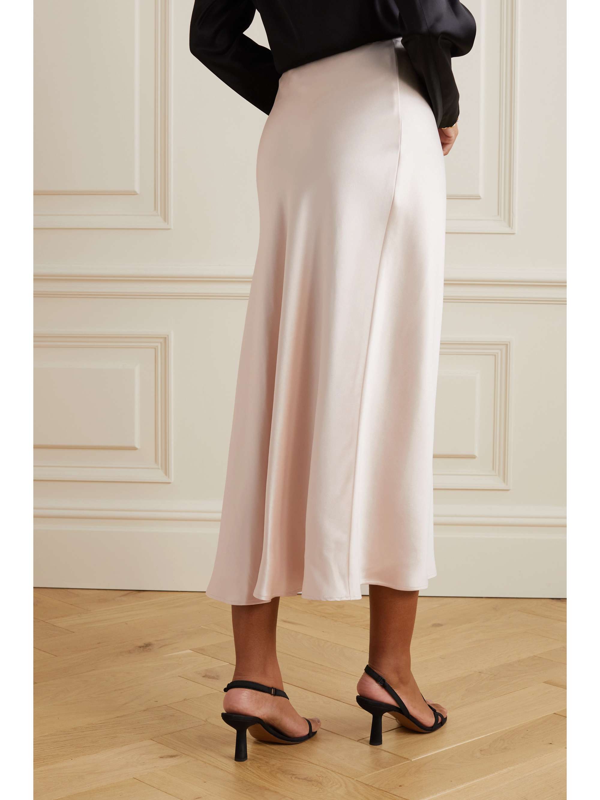 Simona silk-satin midi skirt view