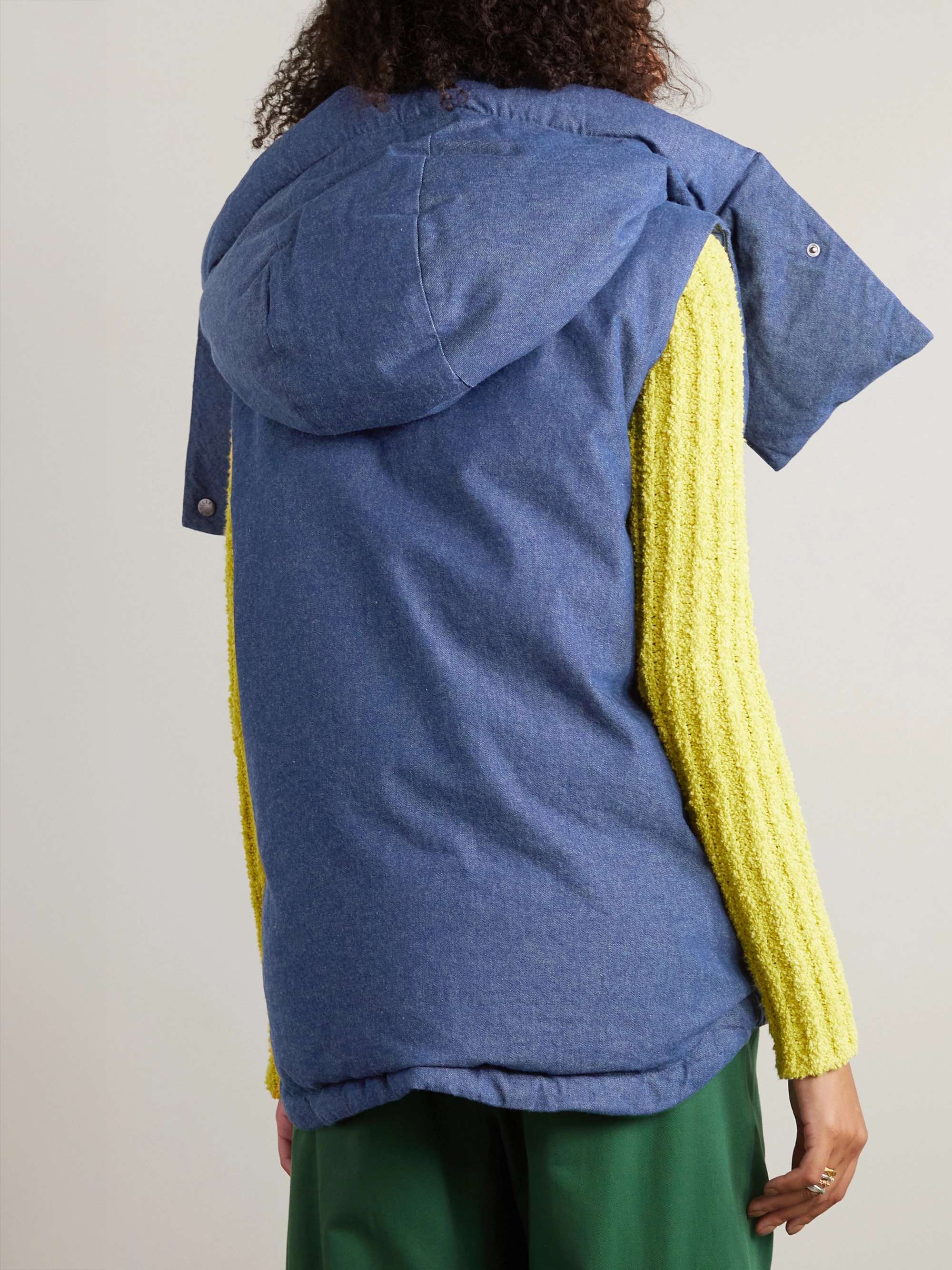 + JW Anderson Dalby hooded faux leather-trimmed denim down vest view