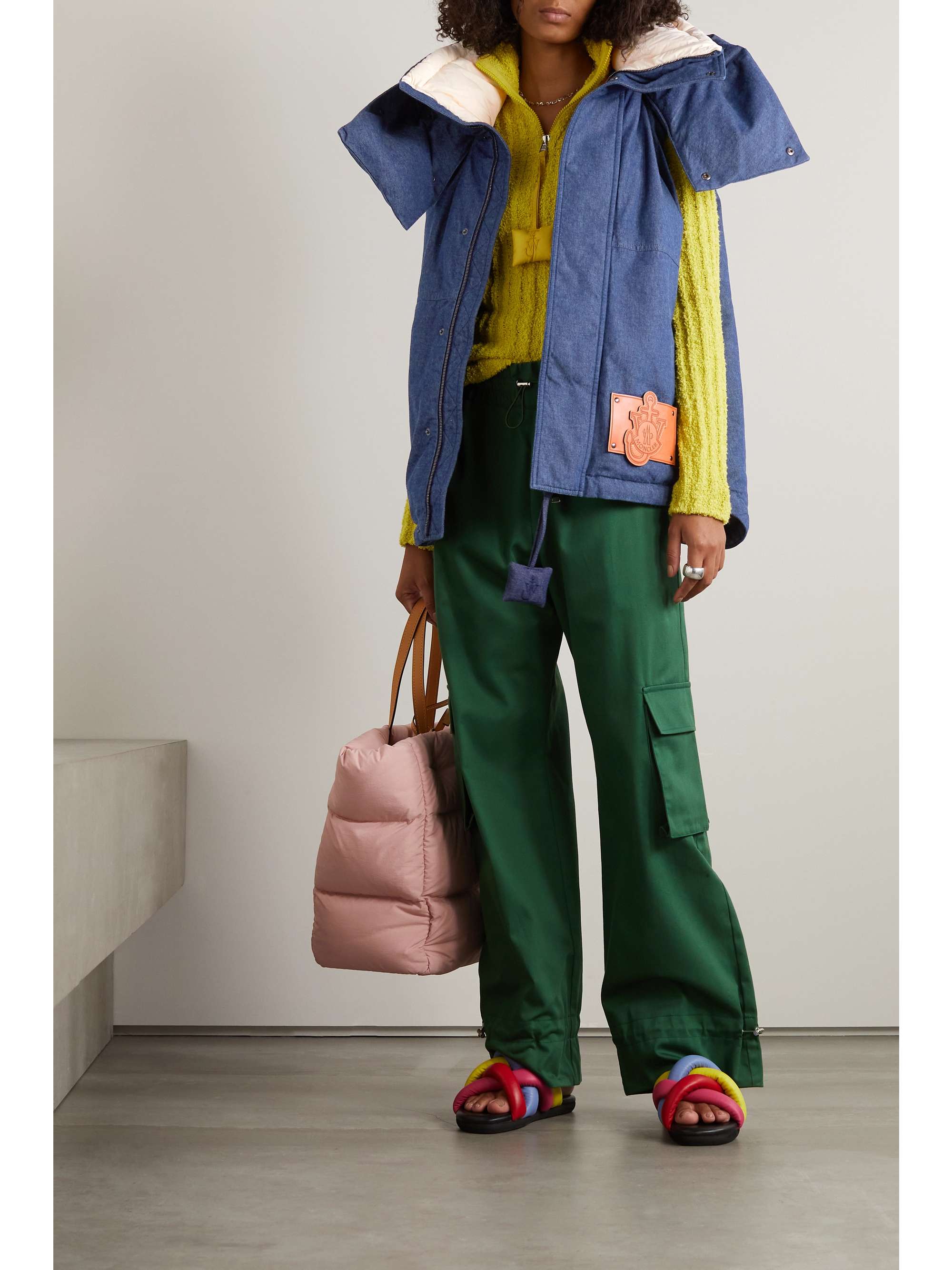 + JW Anderson Dalby hooded faux leather-trimmed denim down vest view