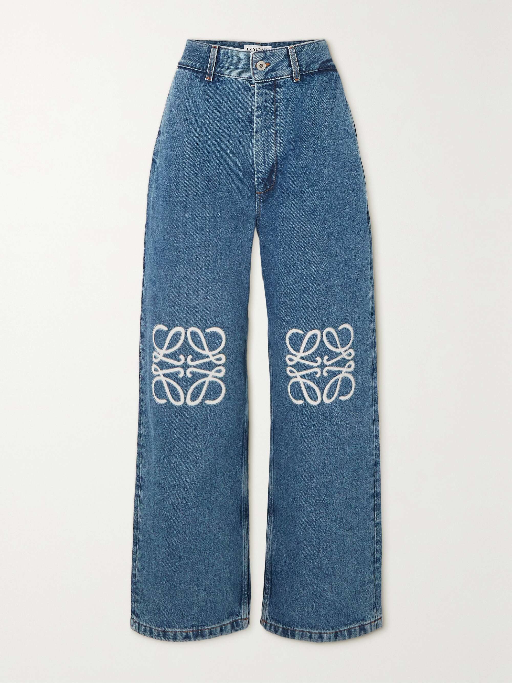 Anagram appliquéd high-rise wide-leg jeans view