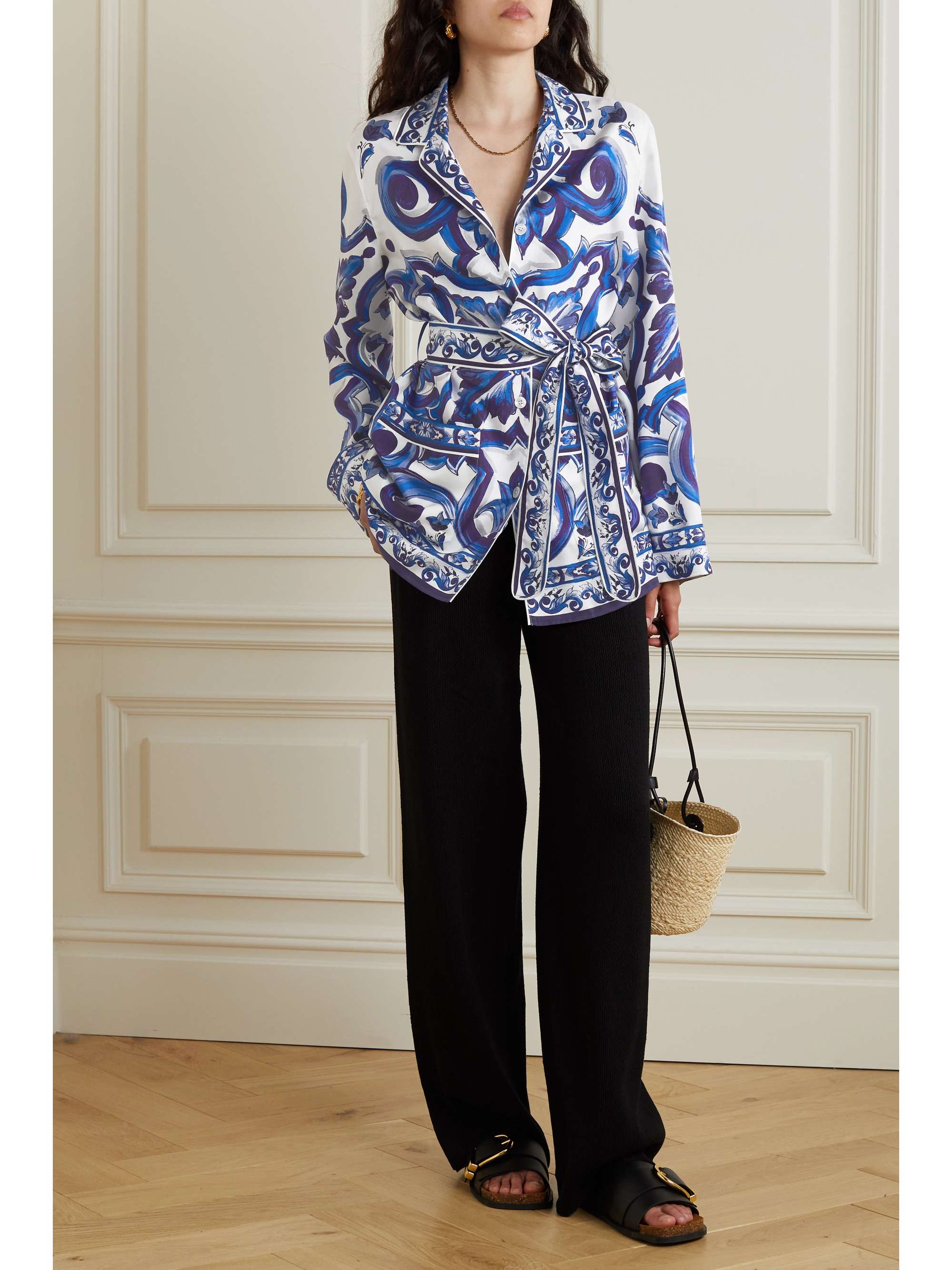 Maiolica printed silk-satin shirt view