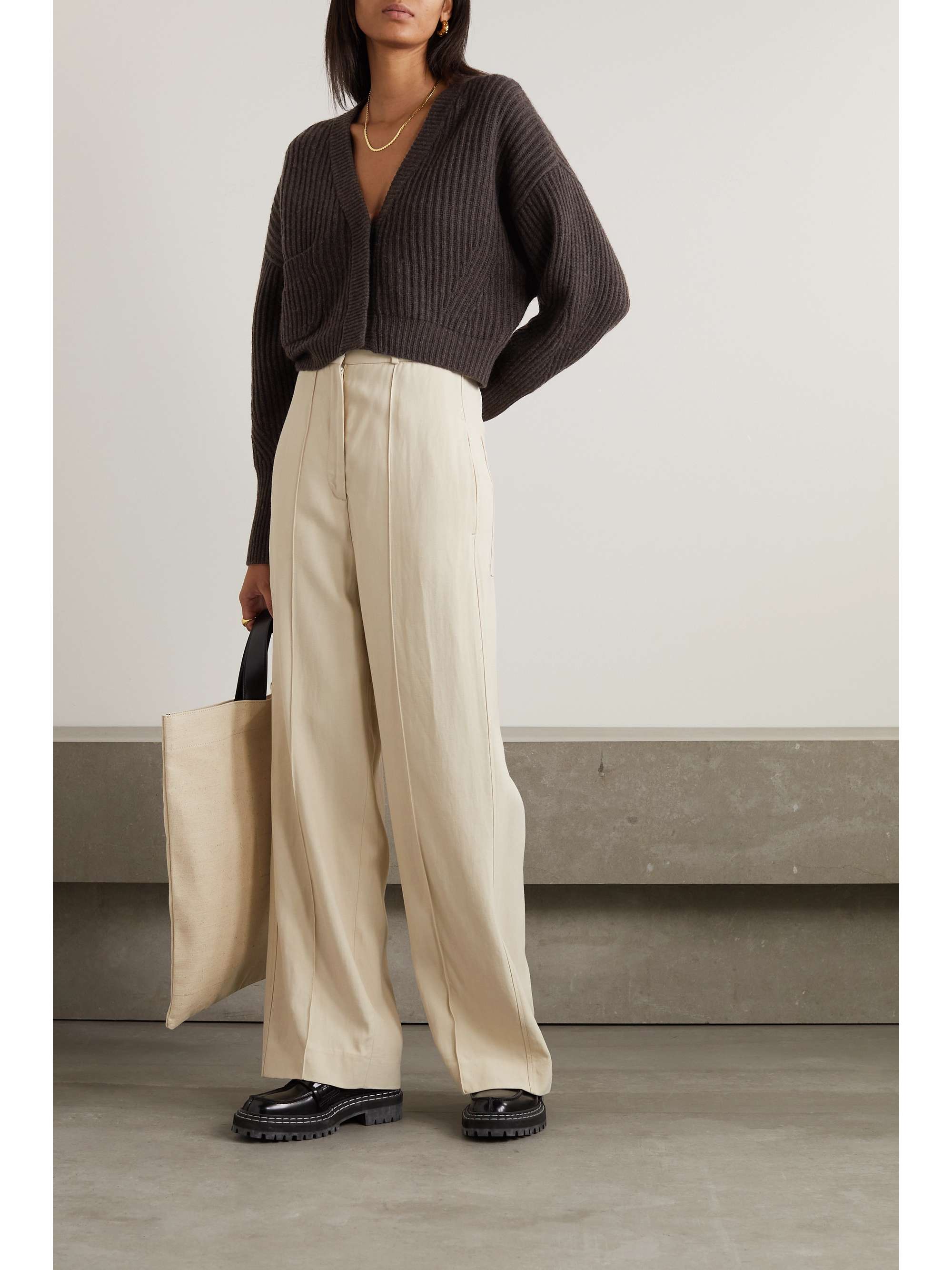 + NET SUSTAIN Monaco ribbed organic cashmere cardigan view