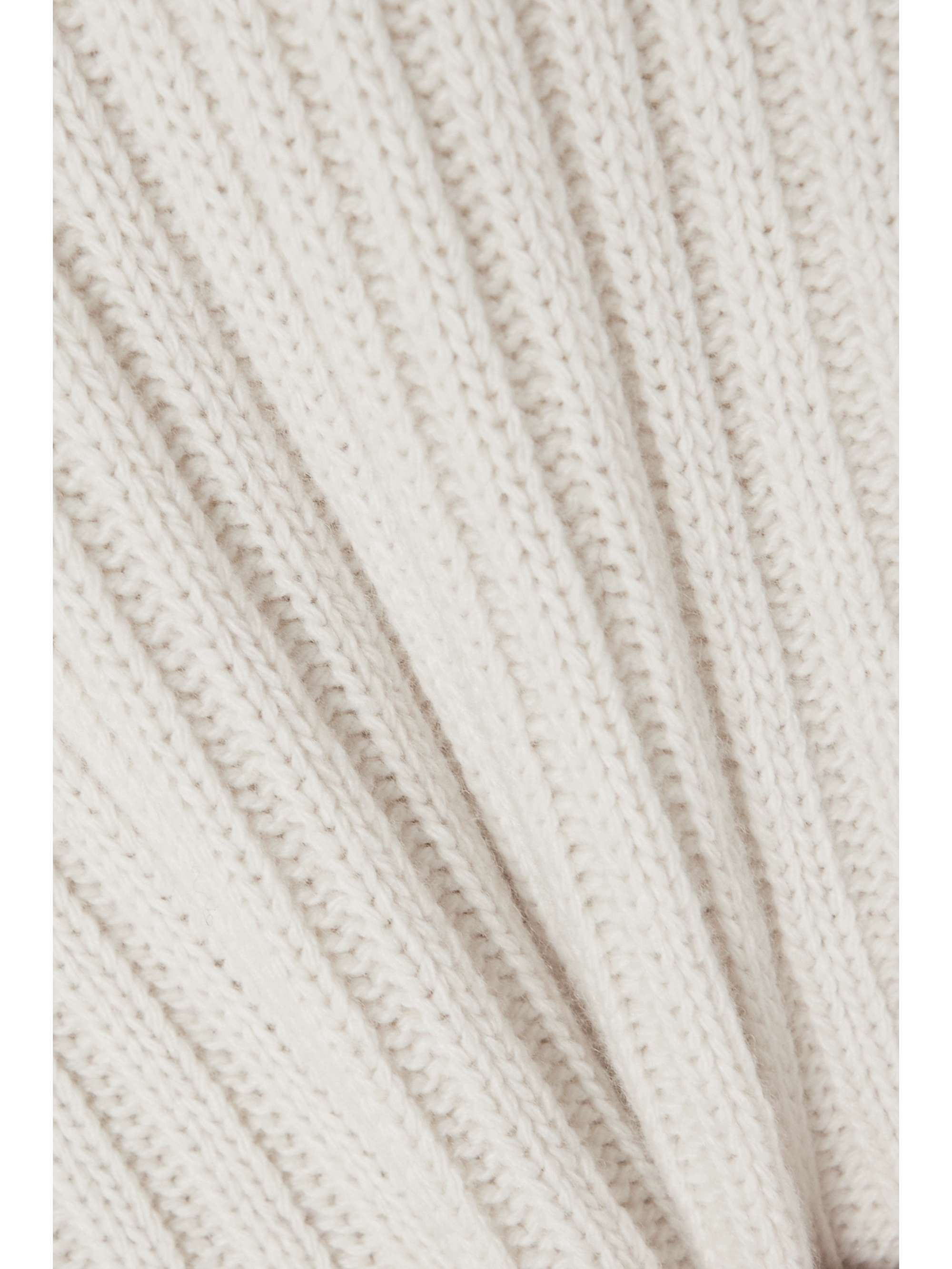 Shell-trimmed ribbed wool turtleneck sweater view