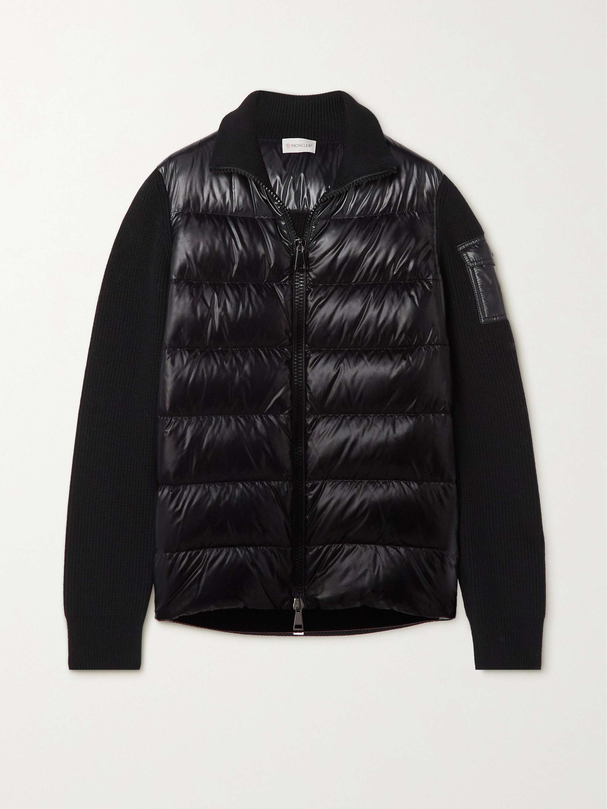 Ribbed wool and quilted glossed-shell down jacket view