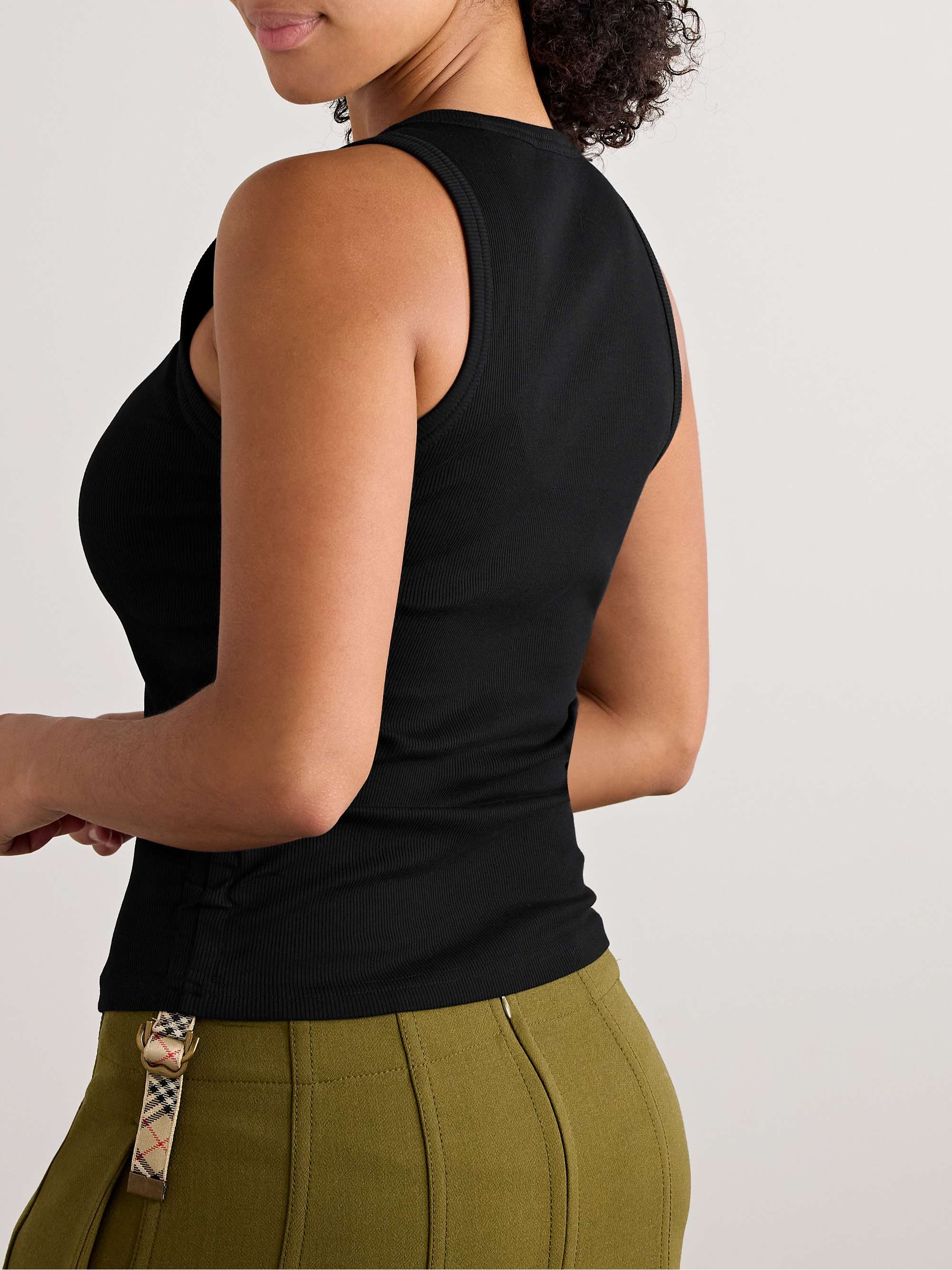 Ruched ribbed cotton-blend jersey tank view