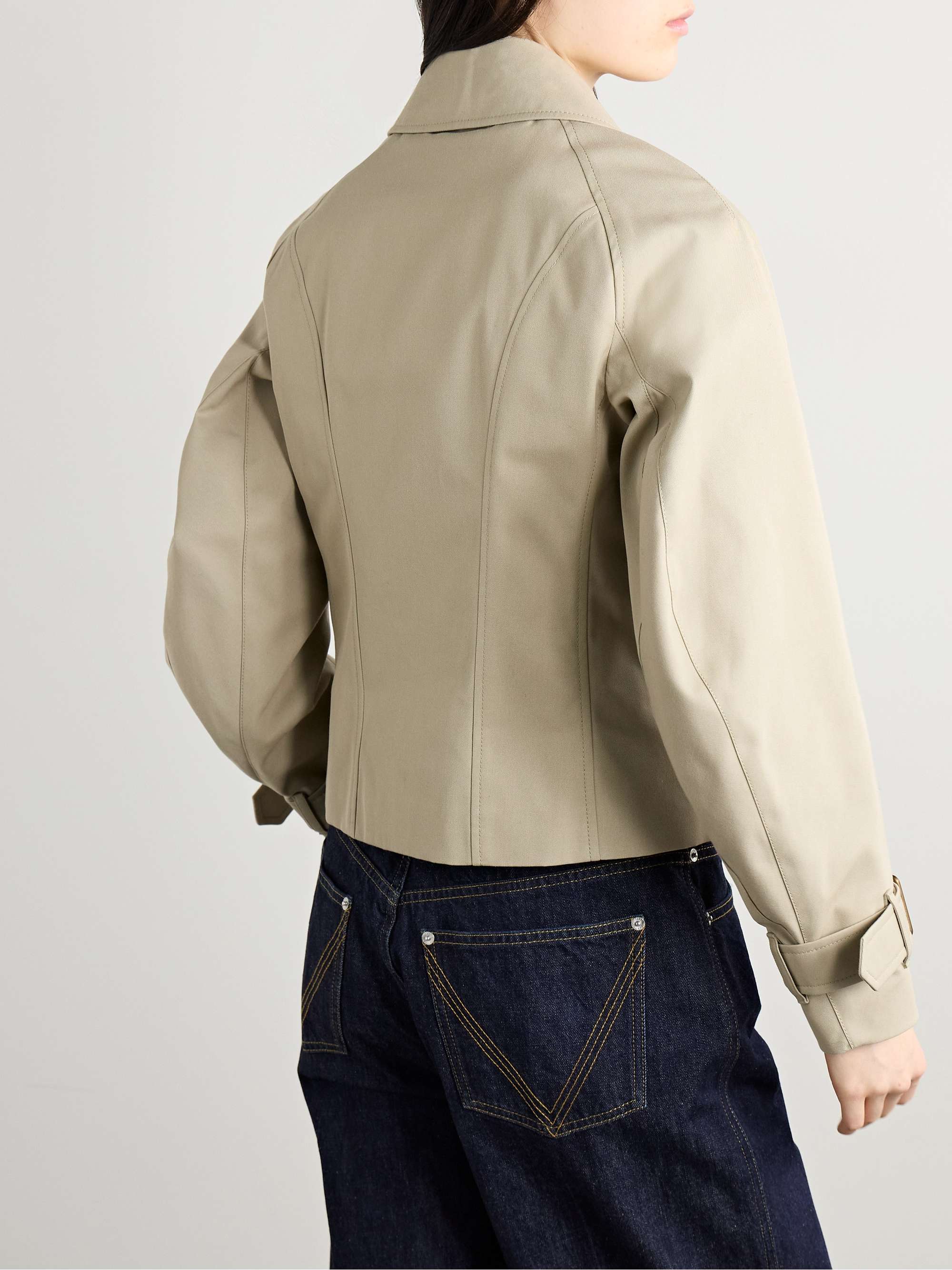 Double-breasted cropped gabardine trench coat view