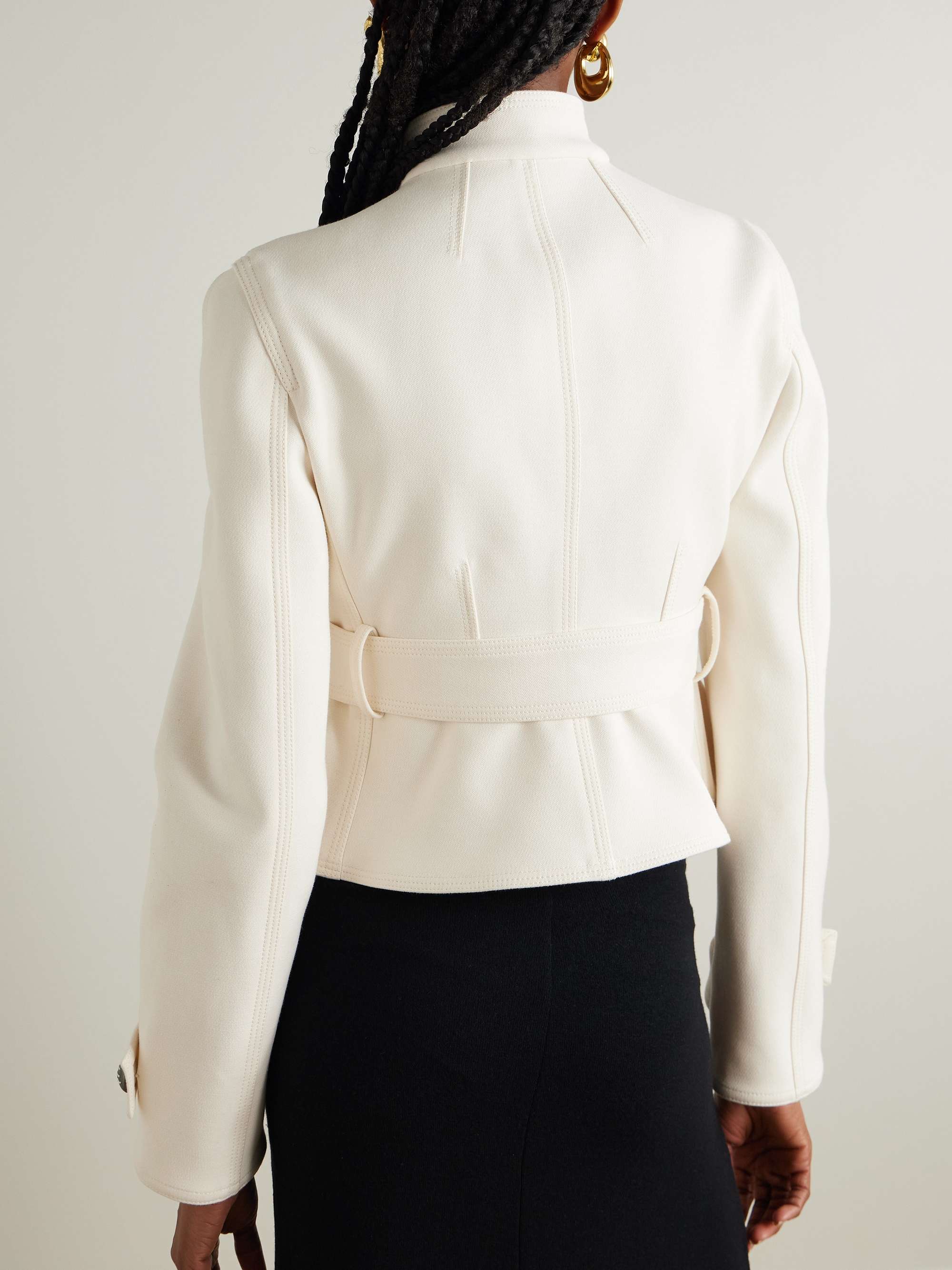 Embellished belted canvas jacket view