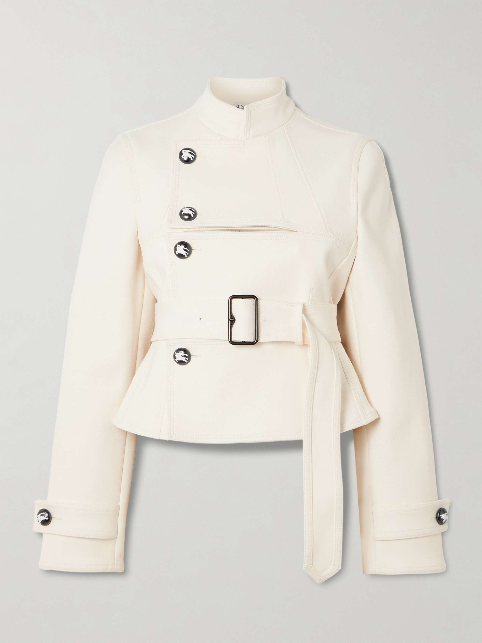 Embellished belted canvas jacket view