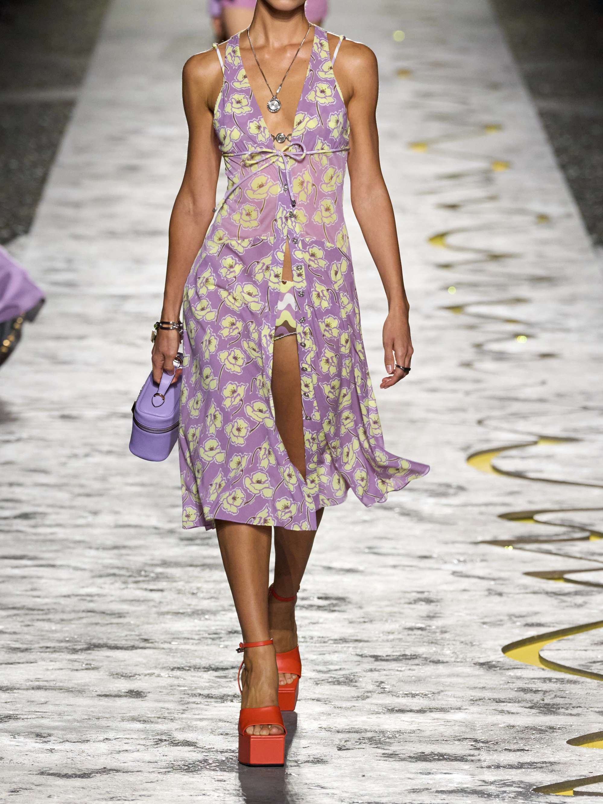 Belted floral-print silk-blend georgette midi dress view