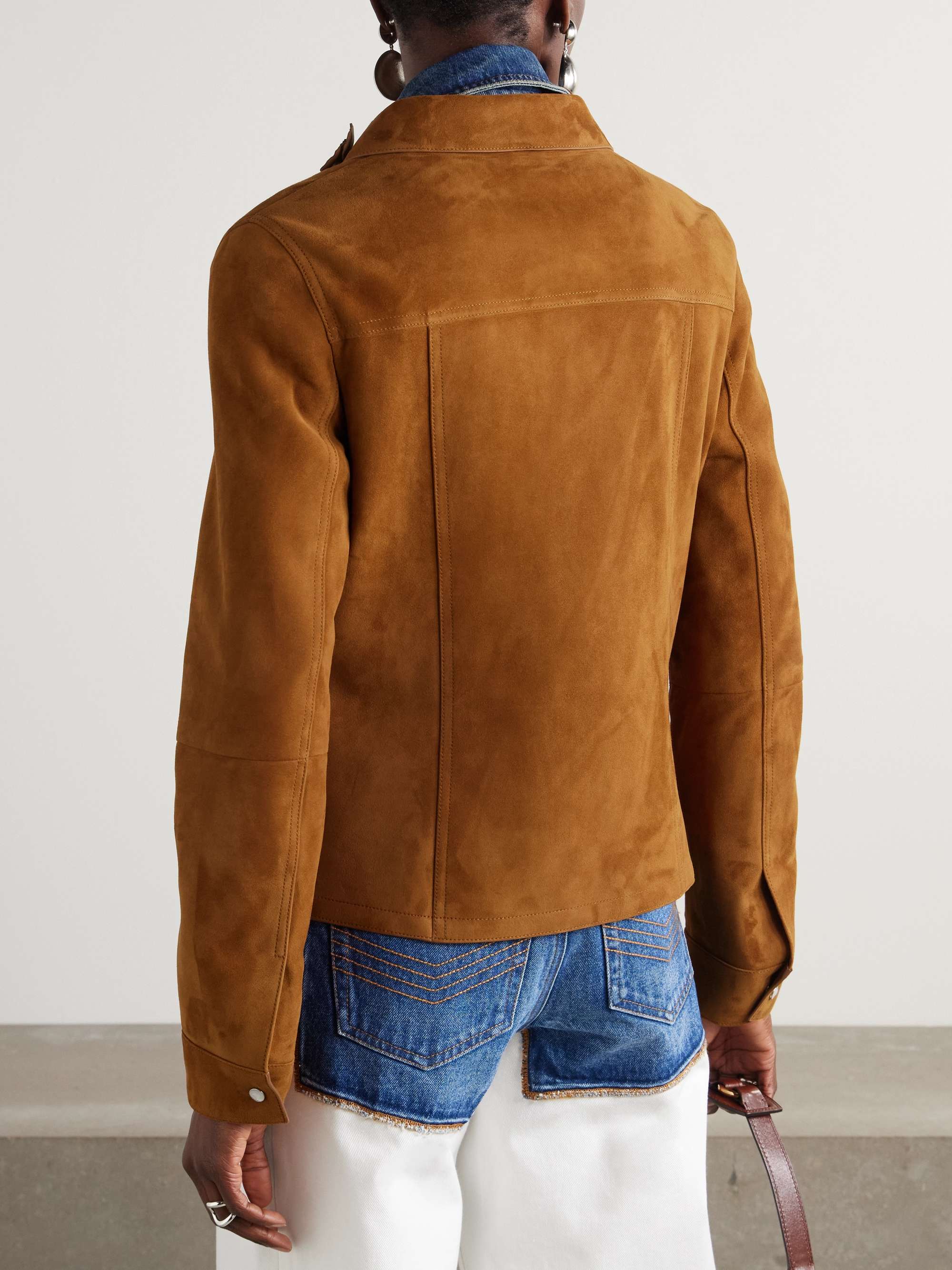 Appliquéd suede jacket view