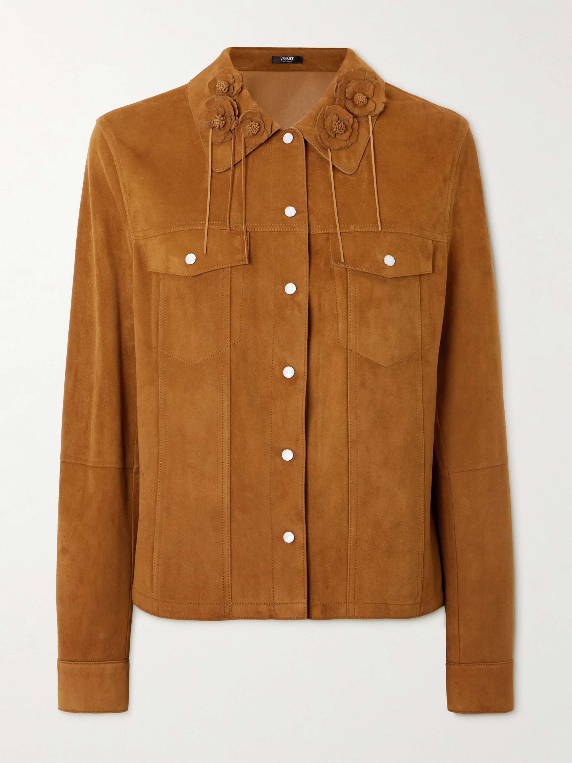 Appliquéd suede jacket view