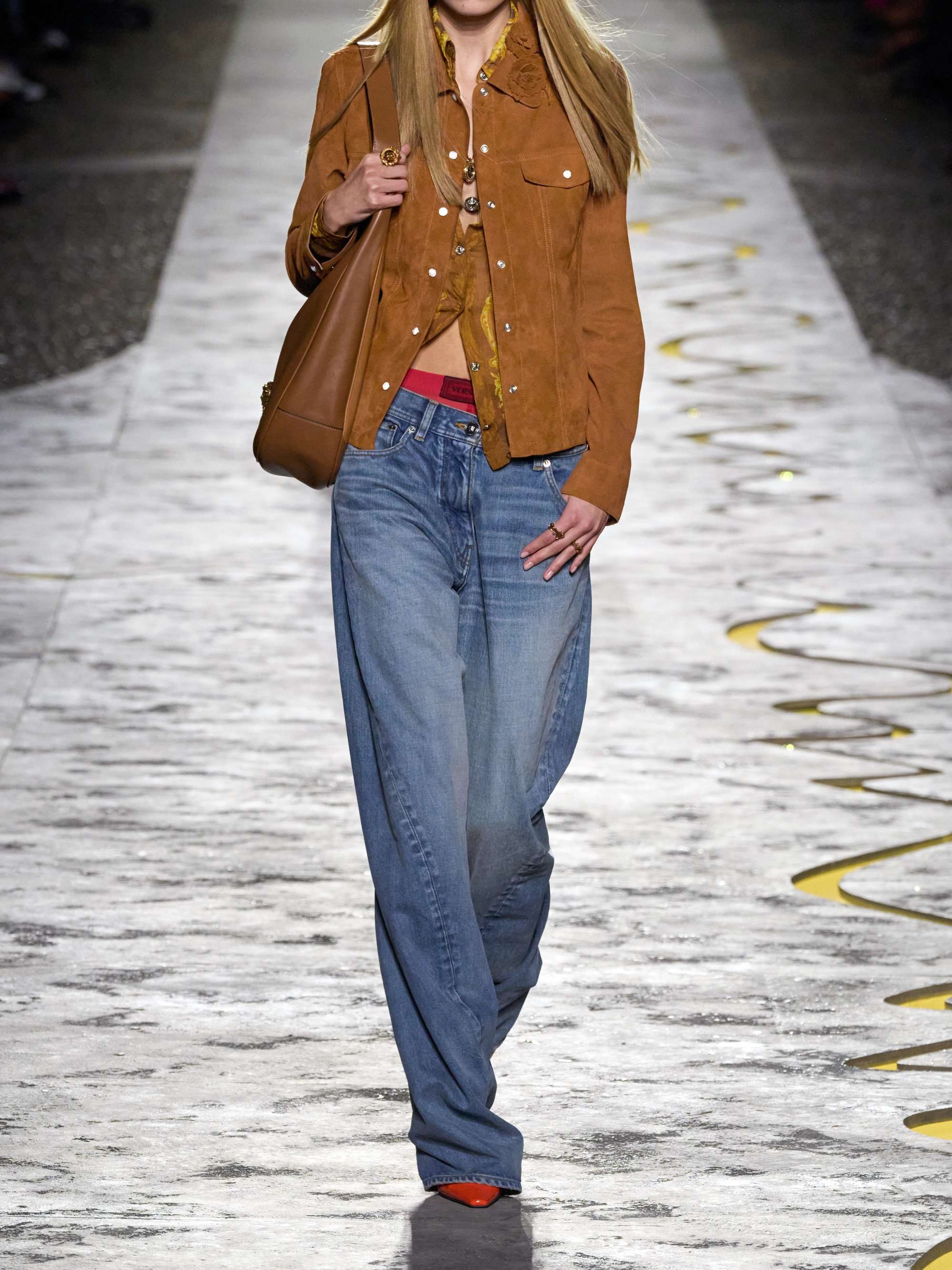 Appliquéd suede jacket view