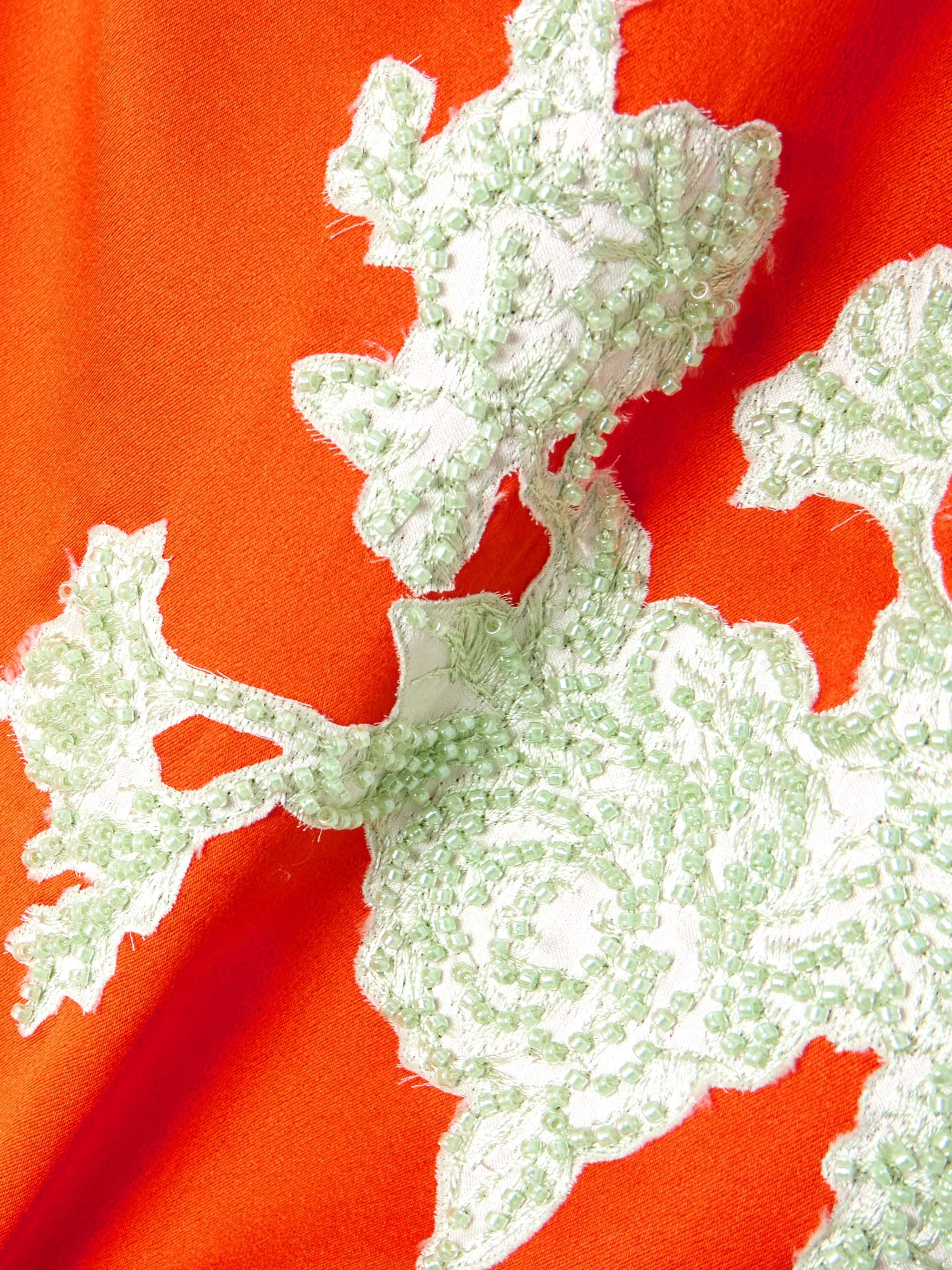 Appliquéd silk-satin top view