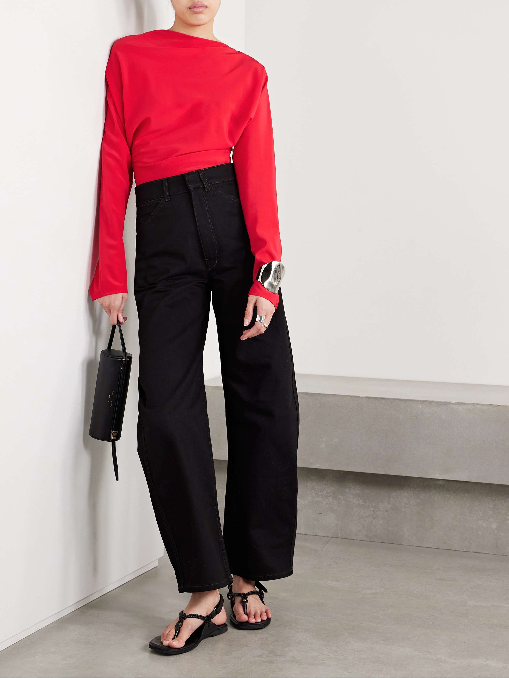 Keegan gathered crepe de chine top view