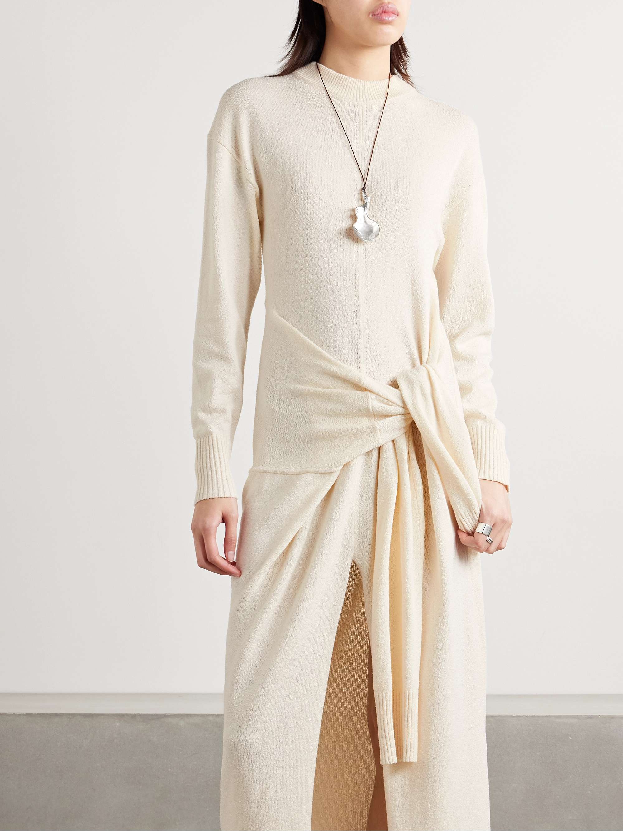 Luca tie-detailed silk-blend maxi dress view