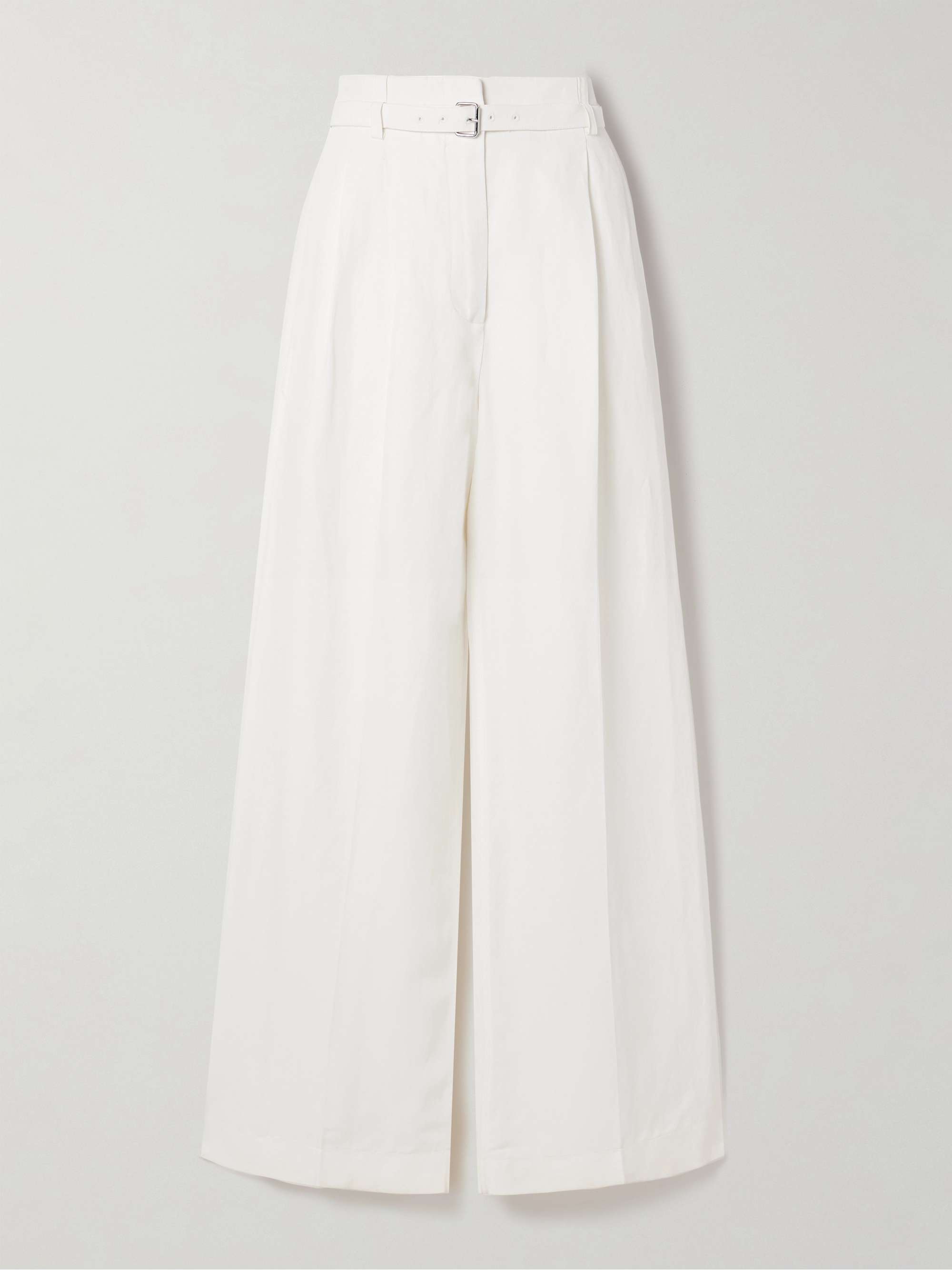 Jules belted pleated poplin wide-leg pants view