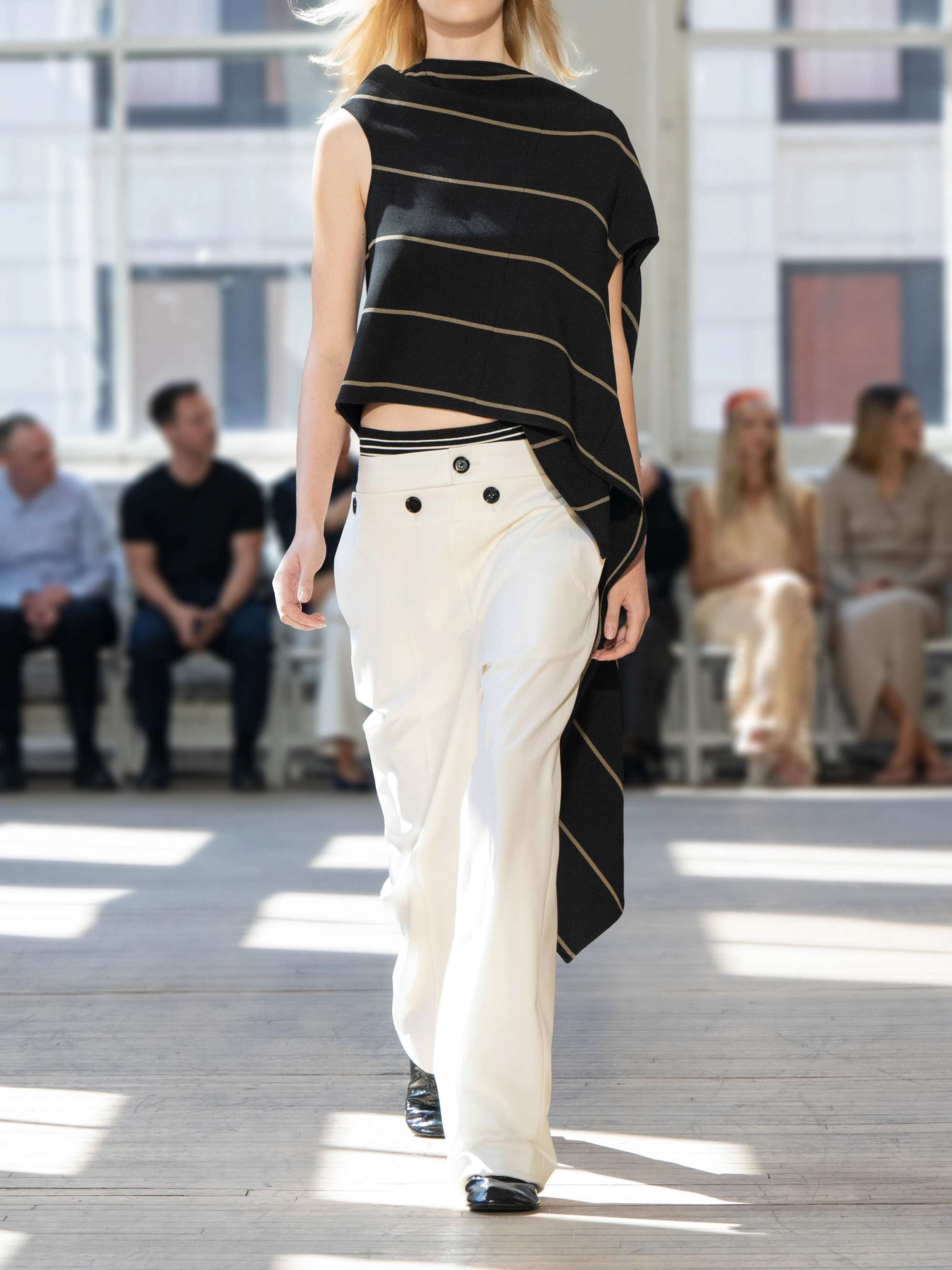 Oliver button-embellished wool-blend gabardine wide-leg pants view