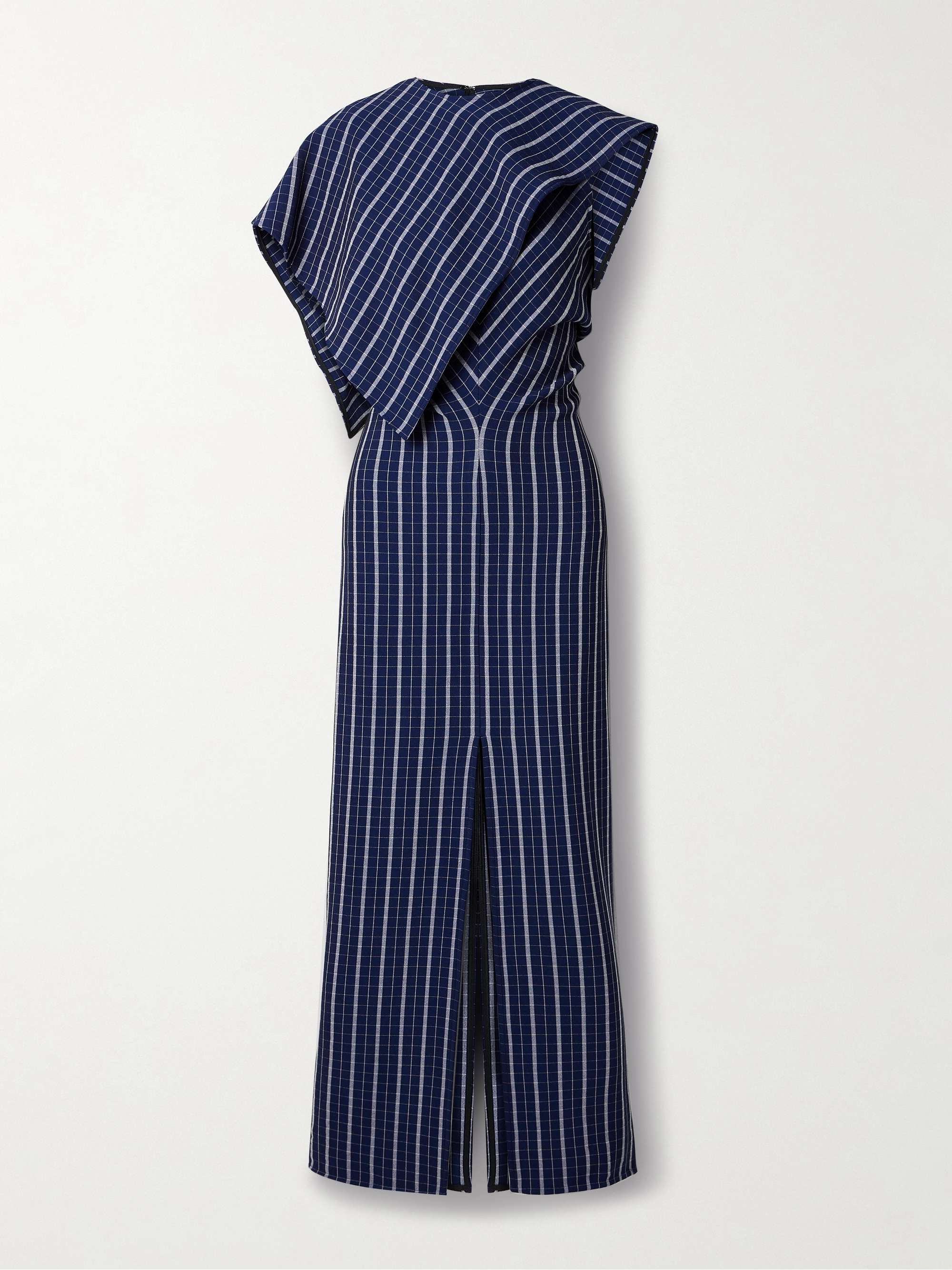 Selene asymmetric draped checked stretch-crepe maxi dress view