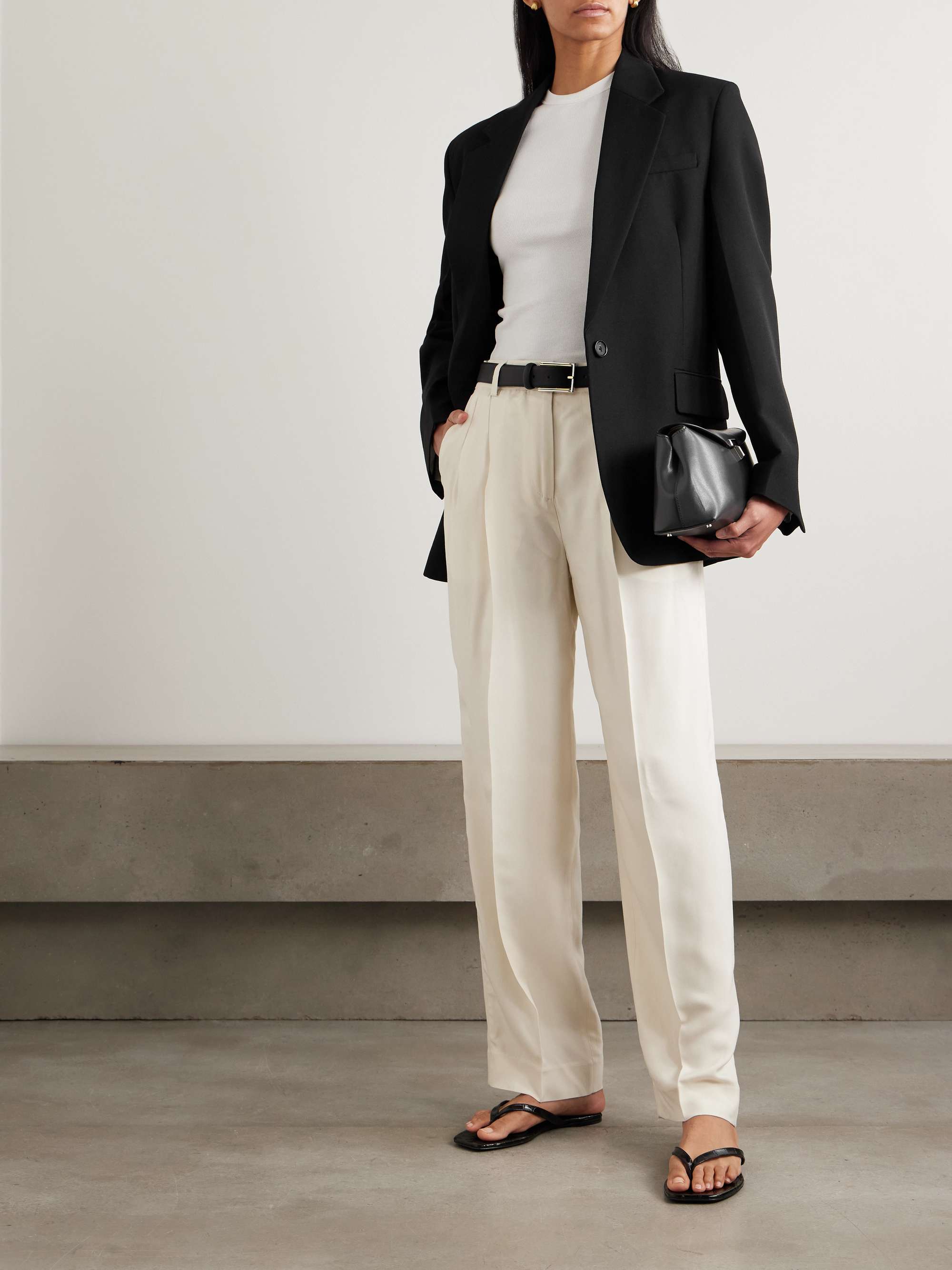 Oversized recycled grain de poudre blazer view