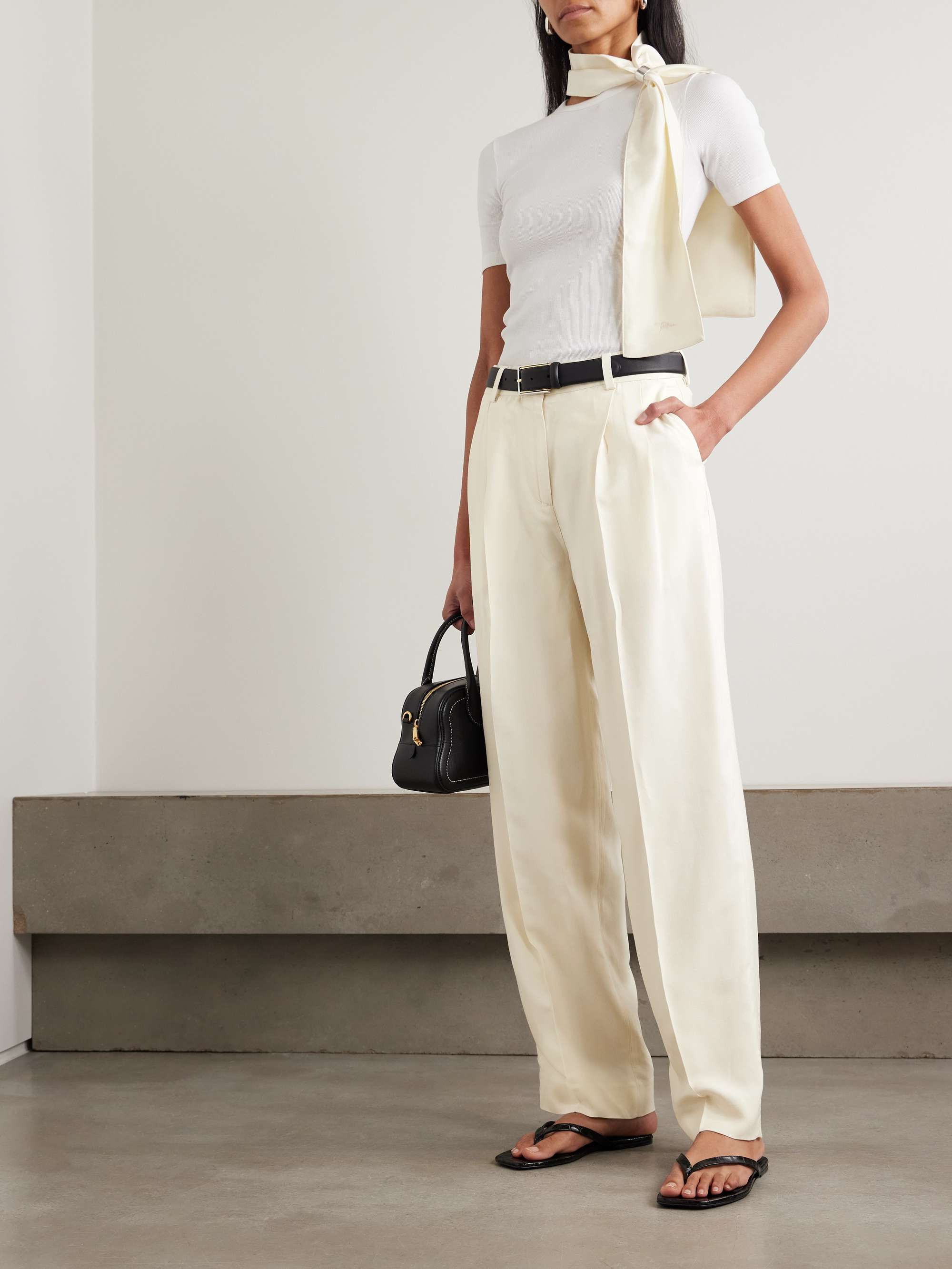 Pleated woven tapered pants view