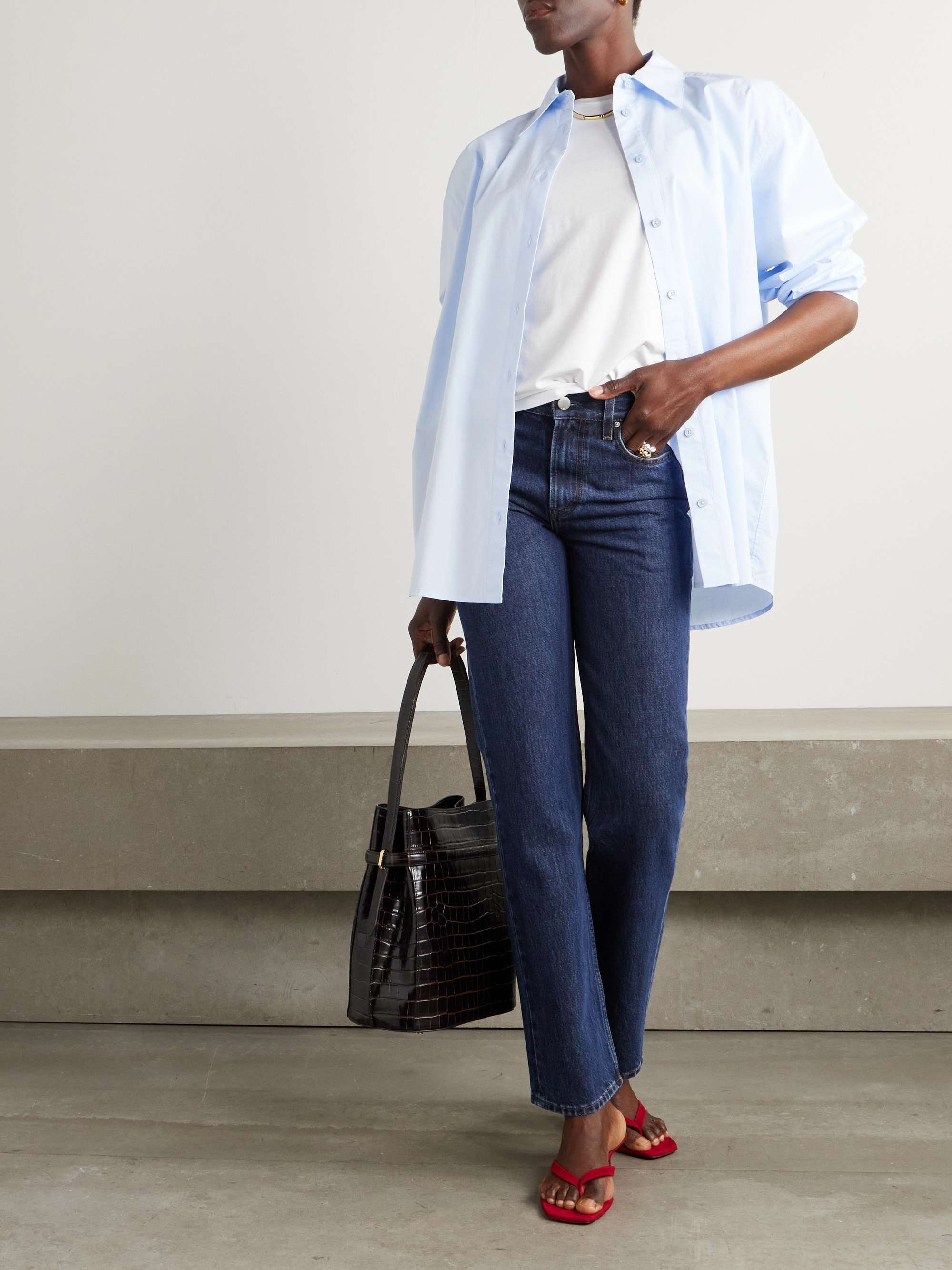 Organic low-rise straight-leg jeans view