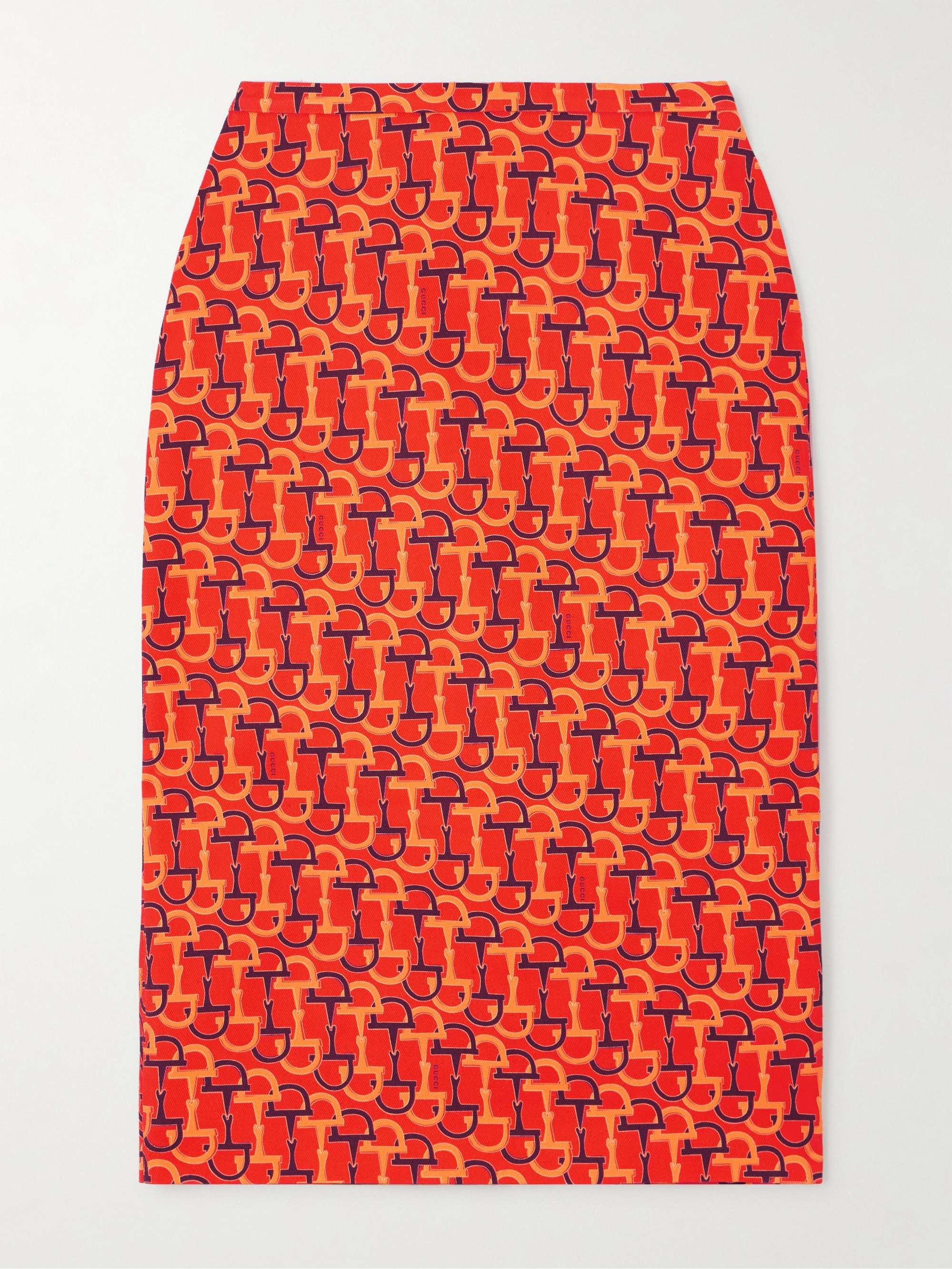 Printed cotton-twill midi skirt view