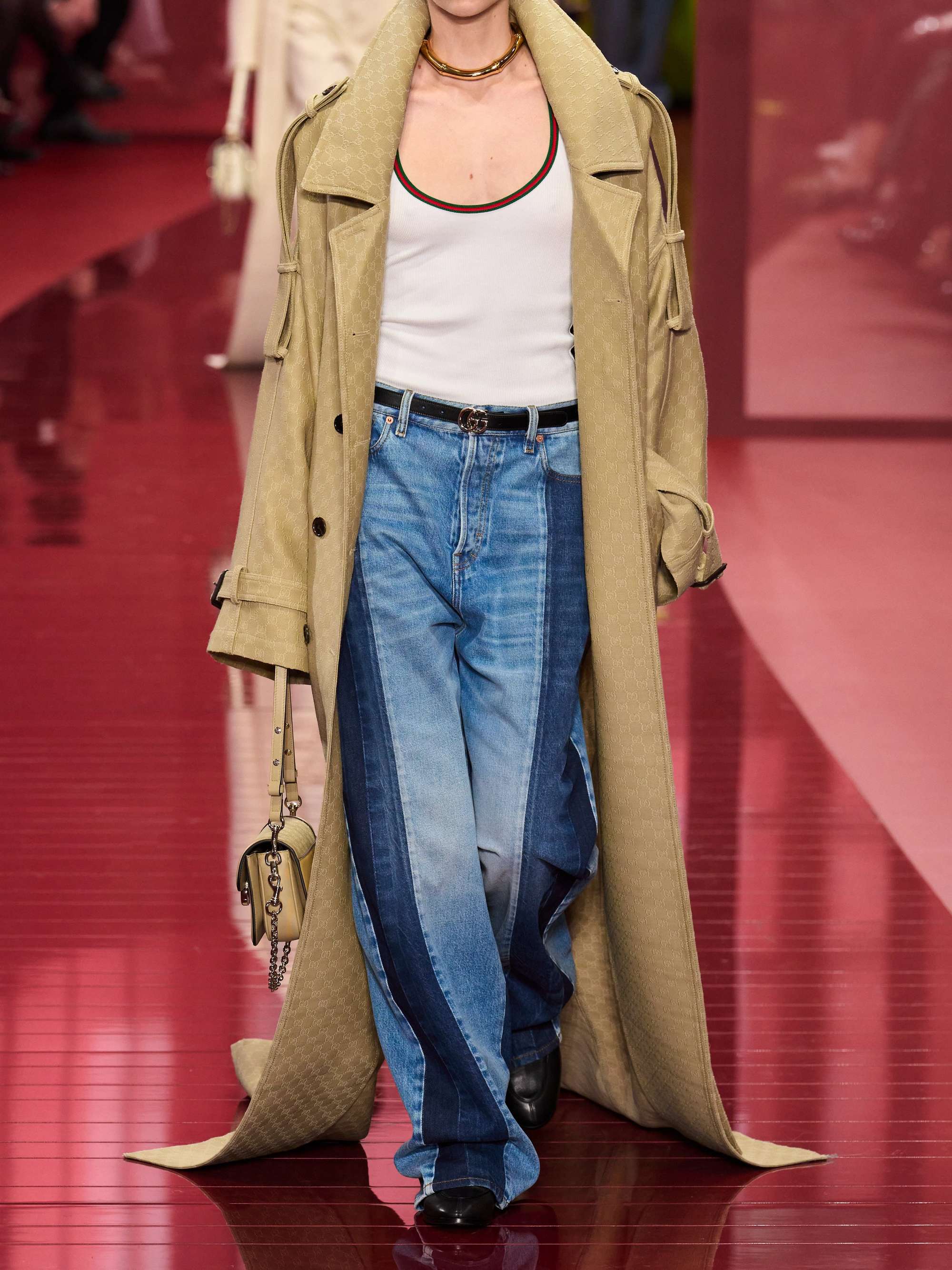 Oversized double-breasted belted wool and silk-blend jacquard trench coat view