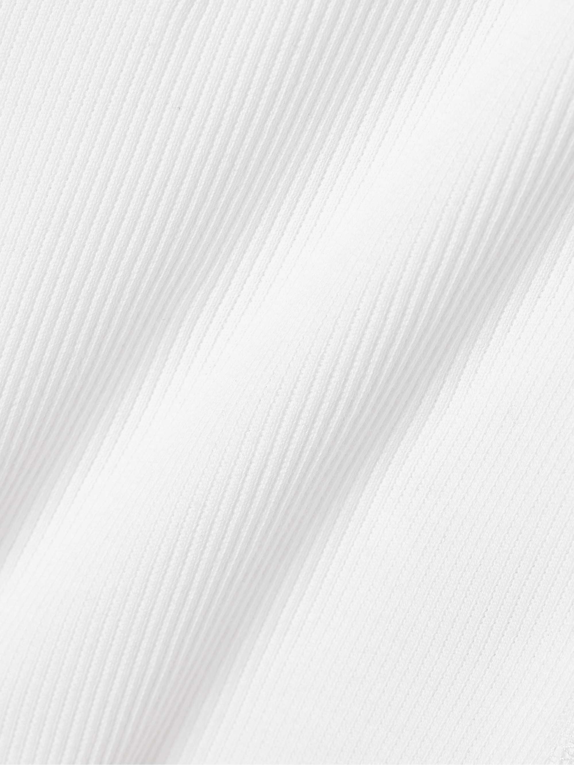 Cotton-poplin trimmed ribbed cotton-blend top view