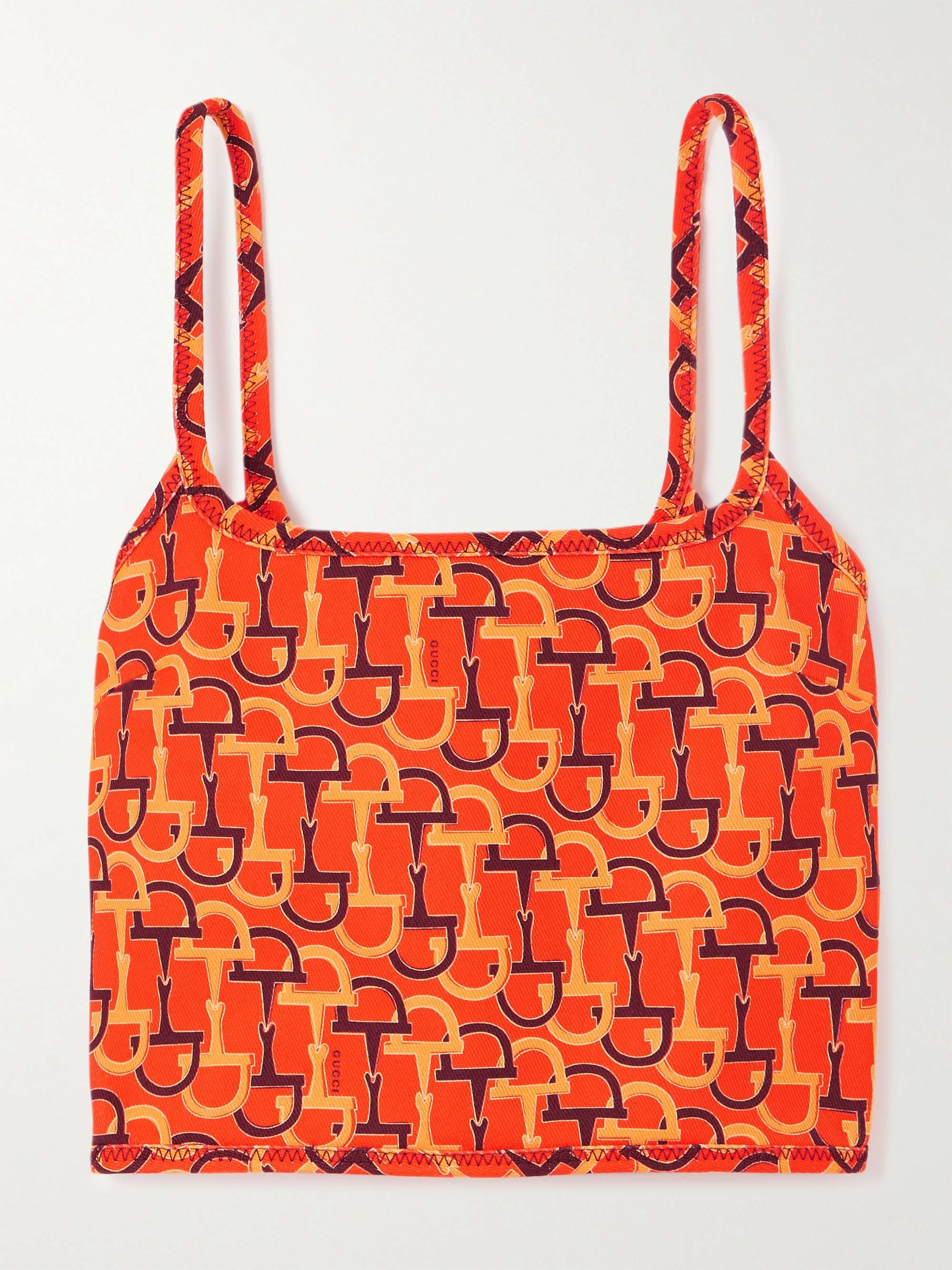 Cropped printed cotton-twill top view