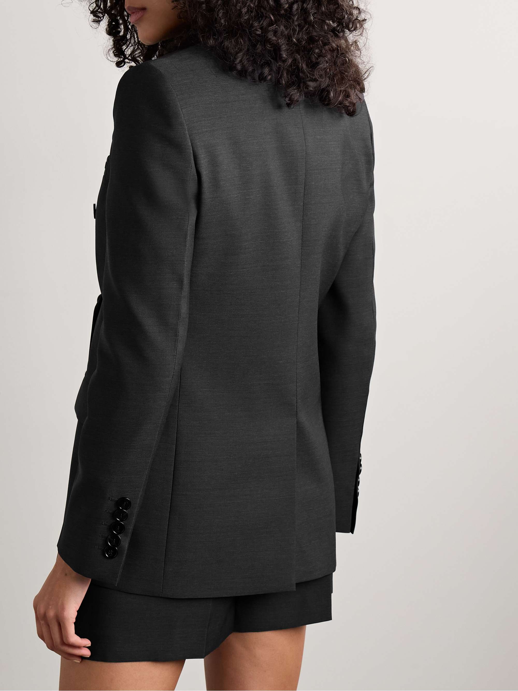 Double-breasted wool-crepe blazer view