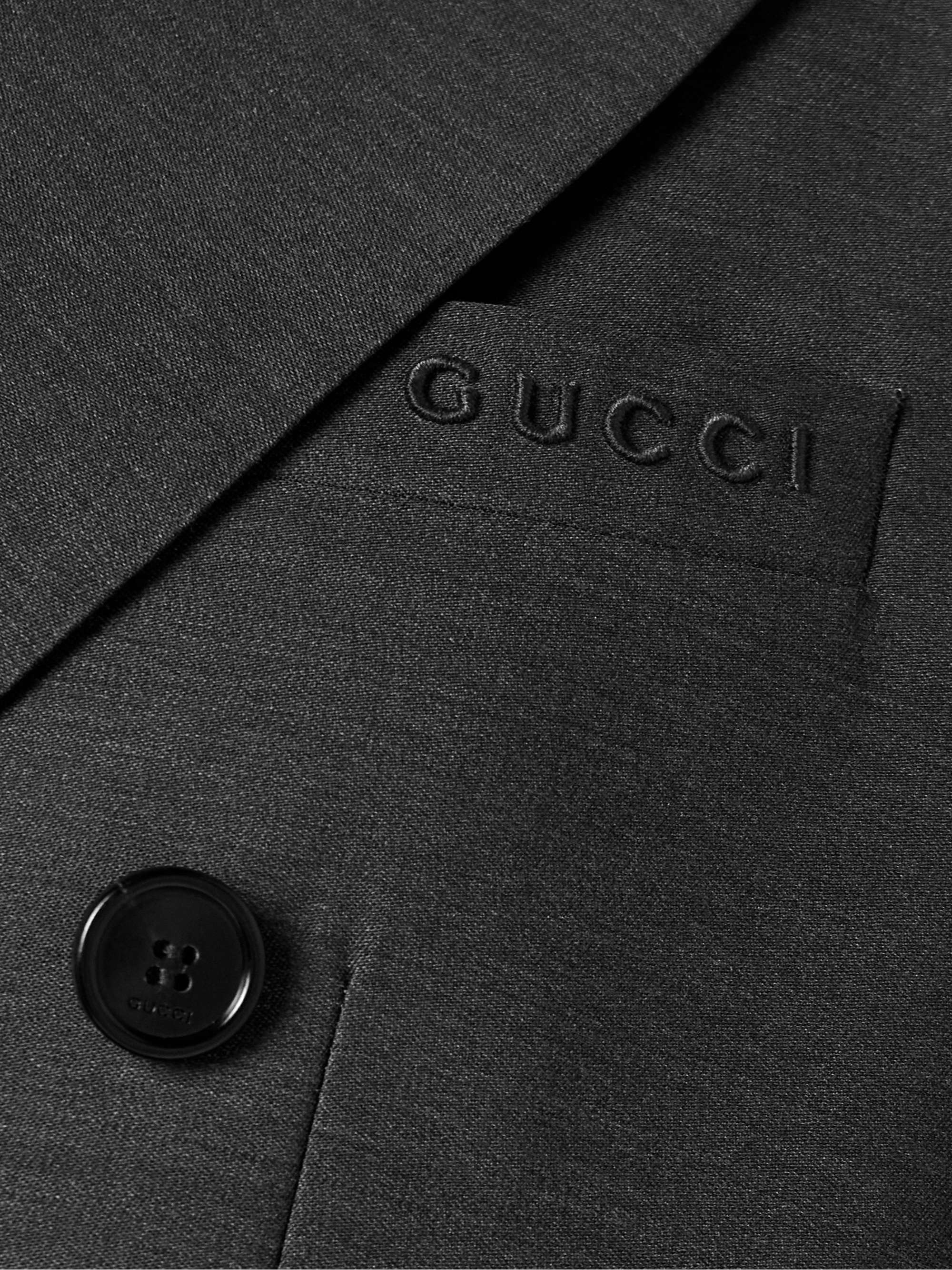 Double-breasted wool-crepe blazer view