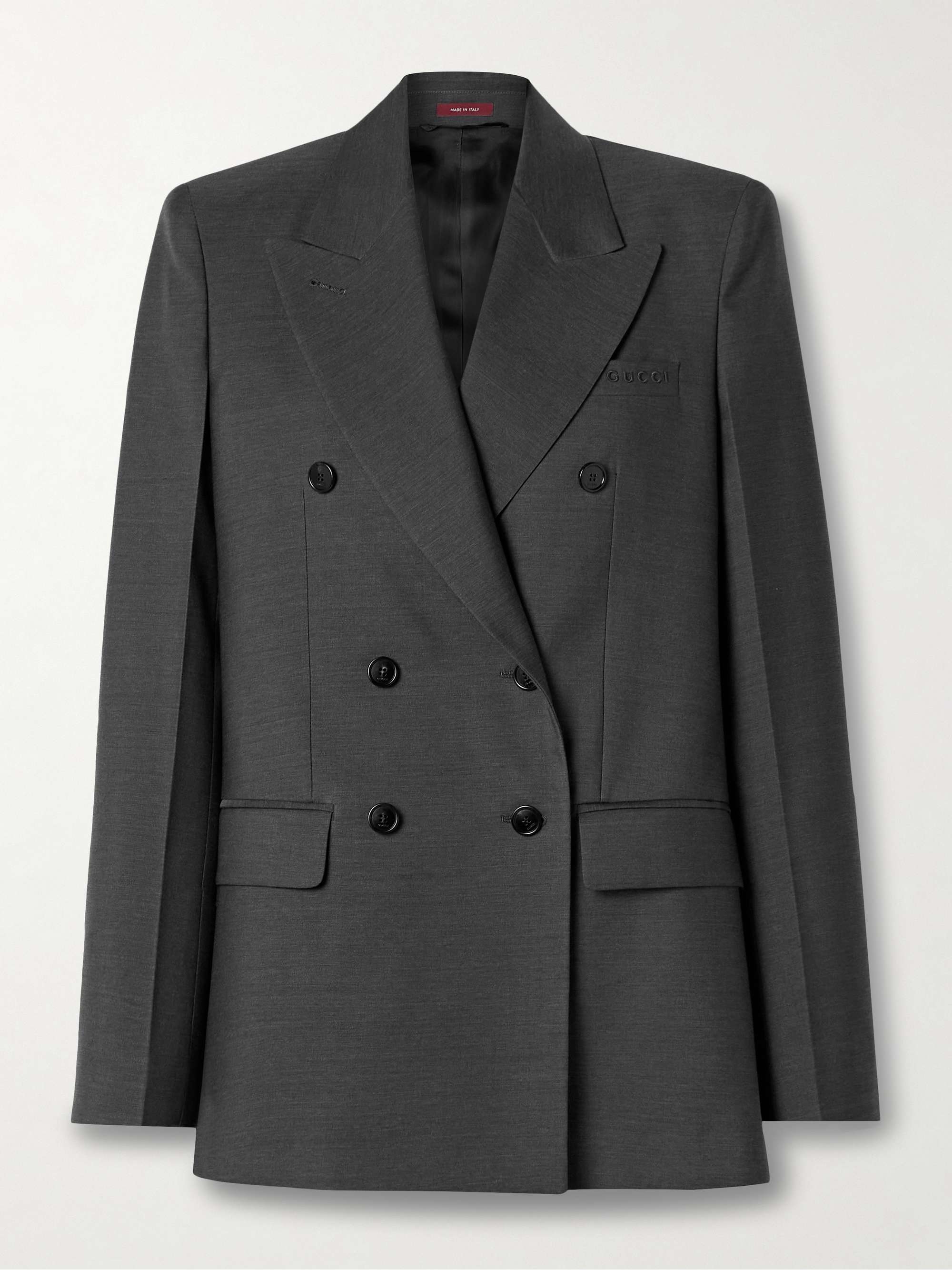 Double-breasted wool-crepe blazer view