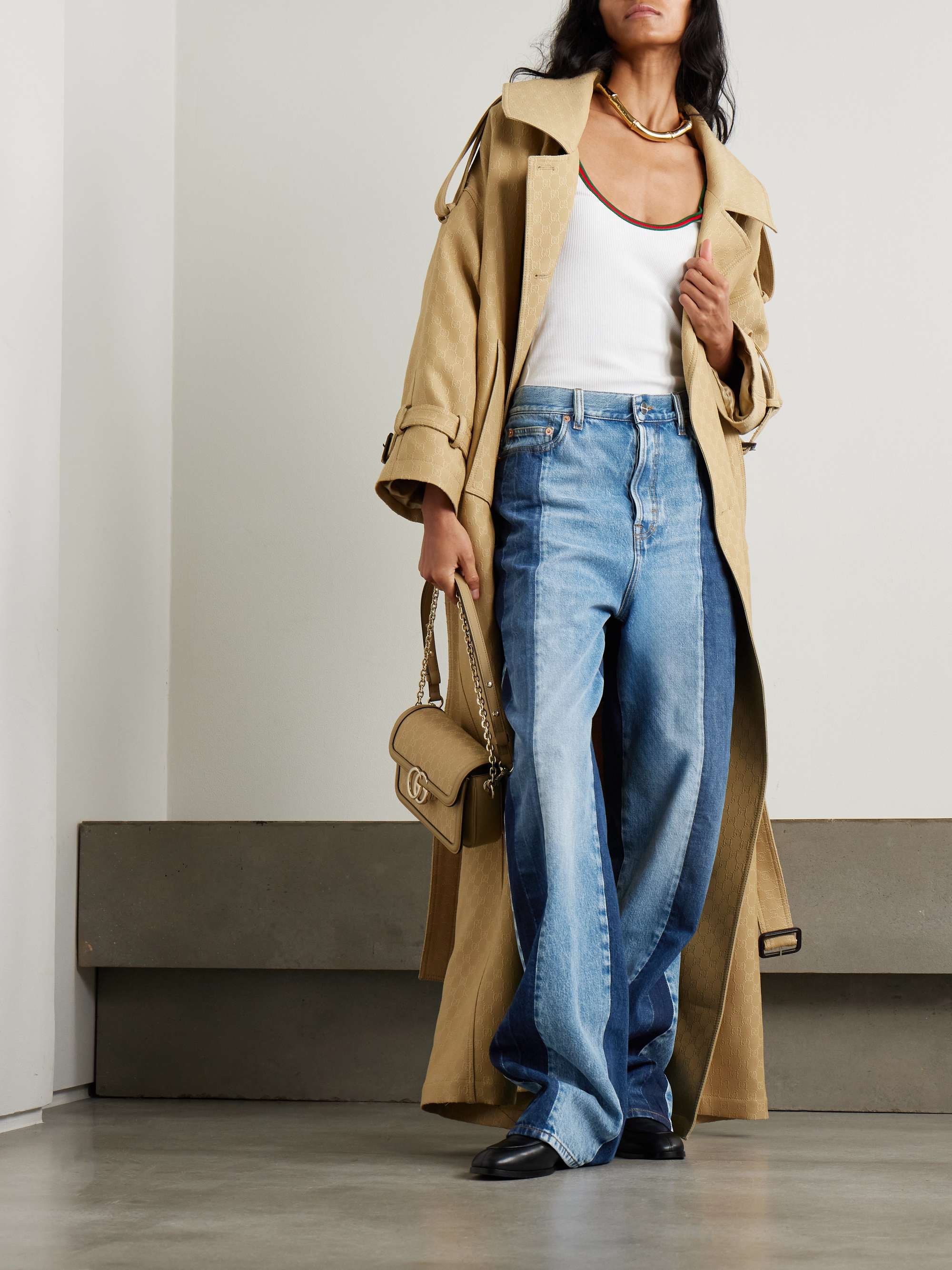 Paneled boyfriend jeans view