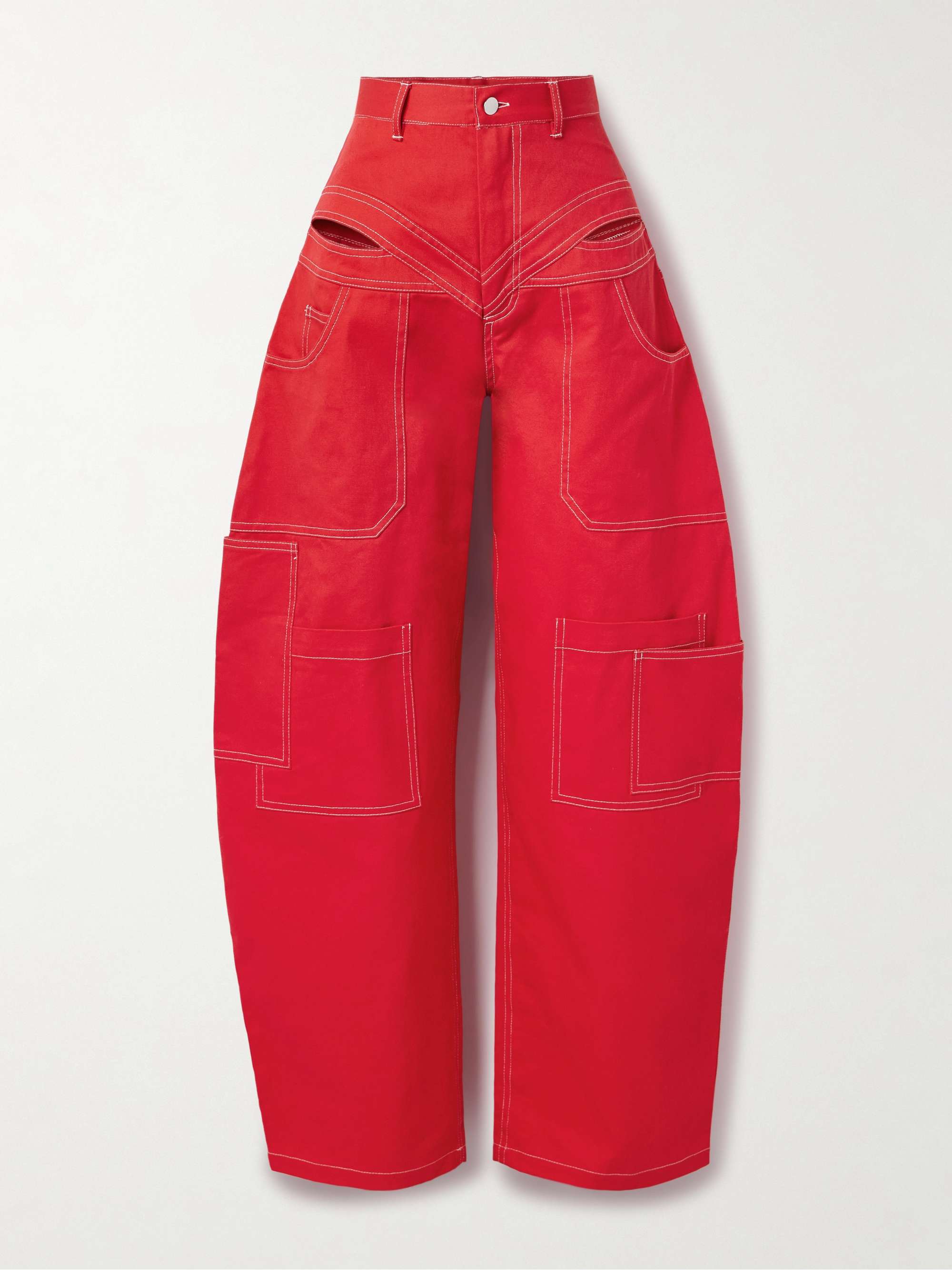 Banana cutout high-rise barrel-leg jeans view
