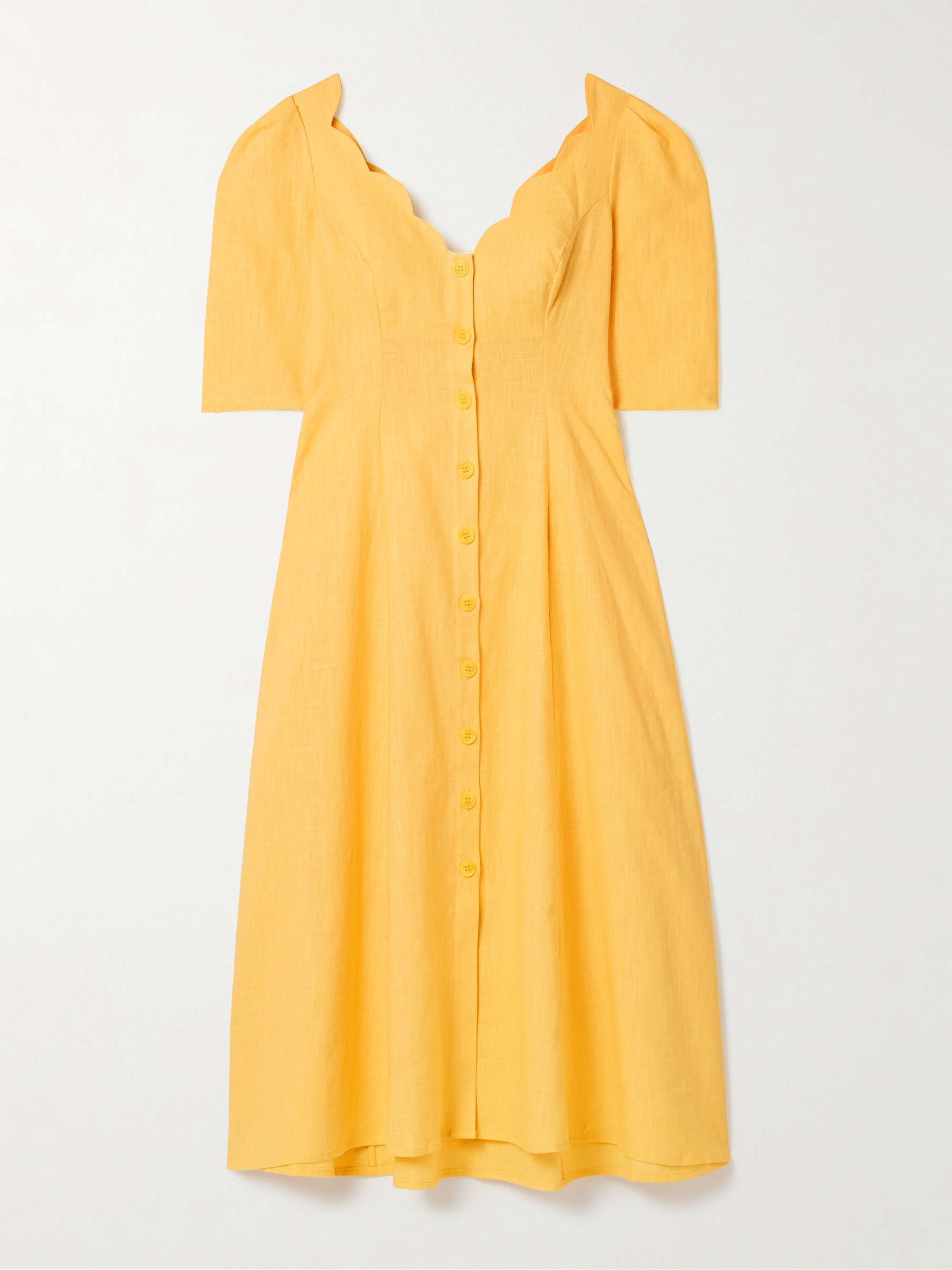 Scalloped ramie midi dress view
