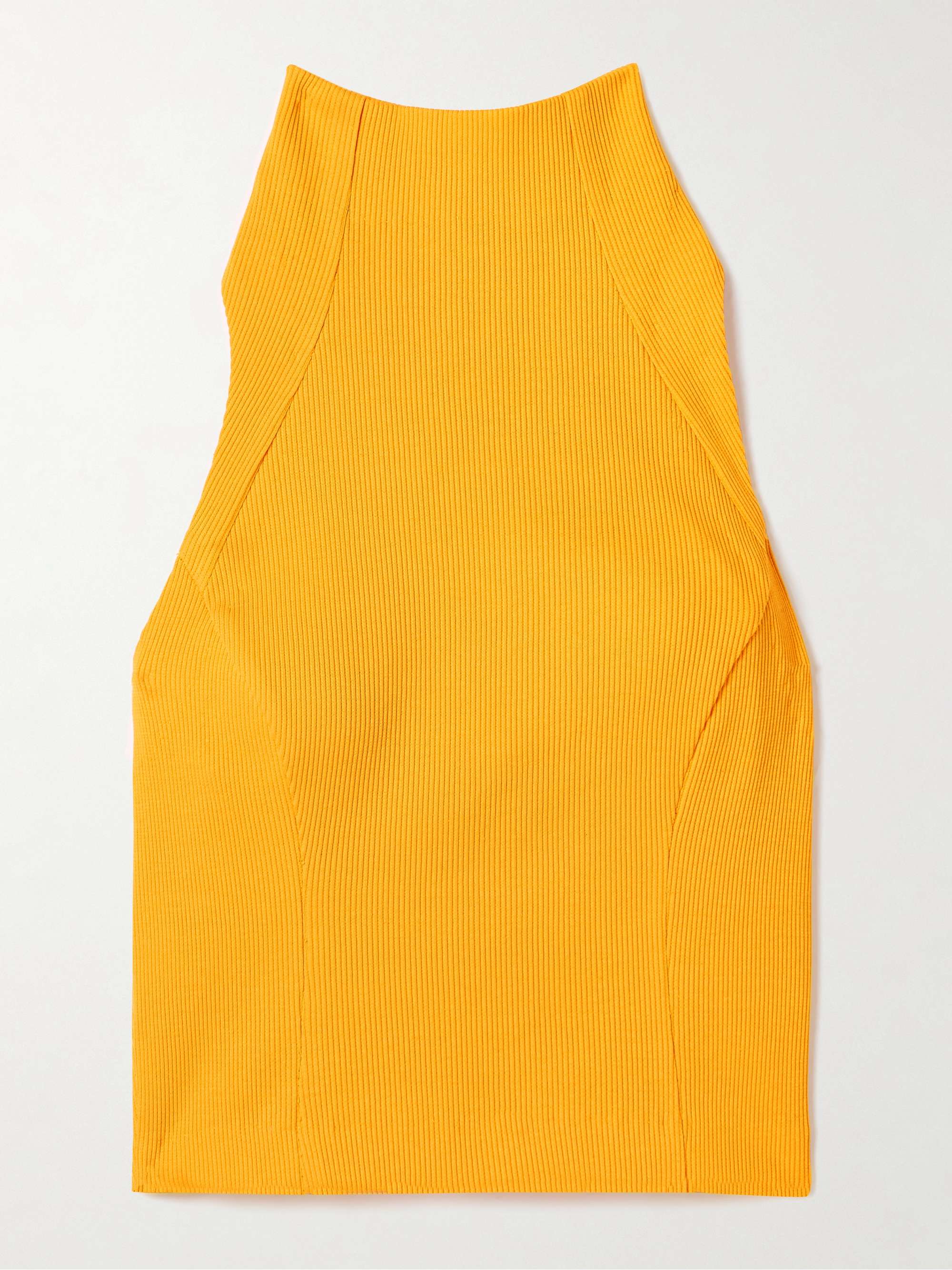 Open-back cropped ribbed cotton-blend tank view