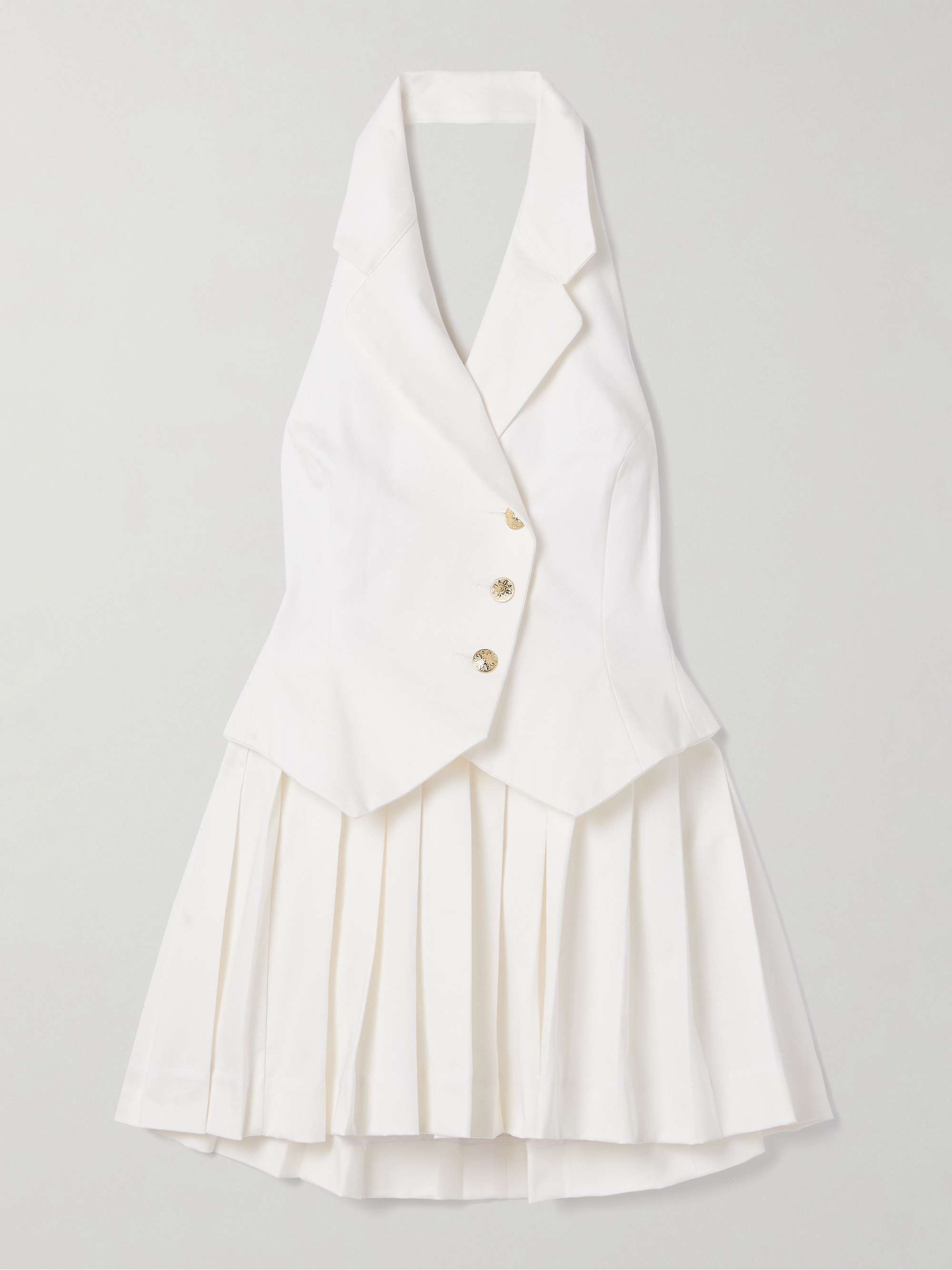 Pleated denim mini dress view