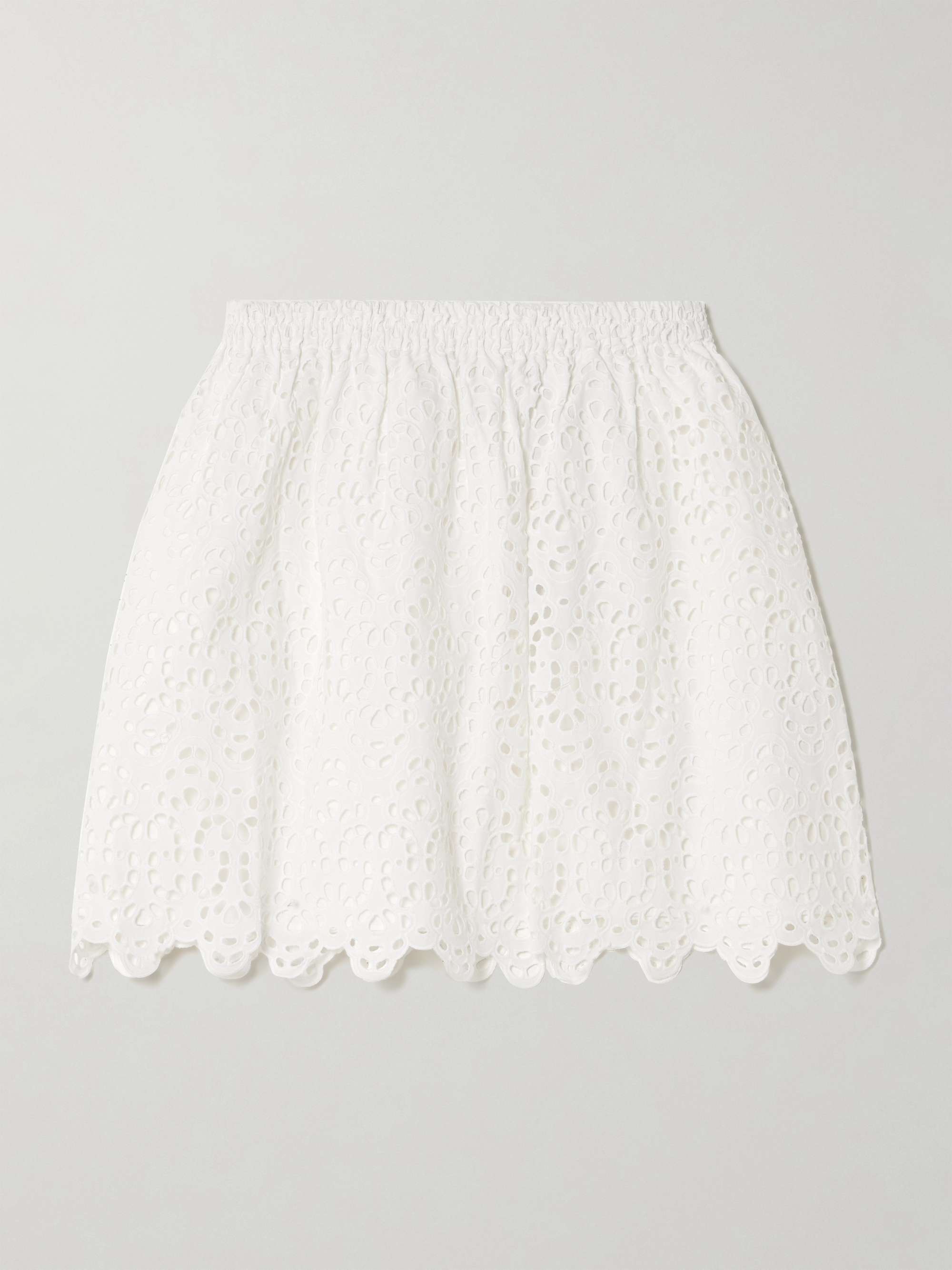 The Deco scalloped broderie anglaise cotton-poplin mini skirt view