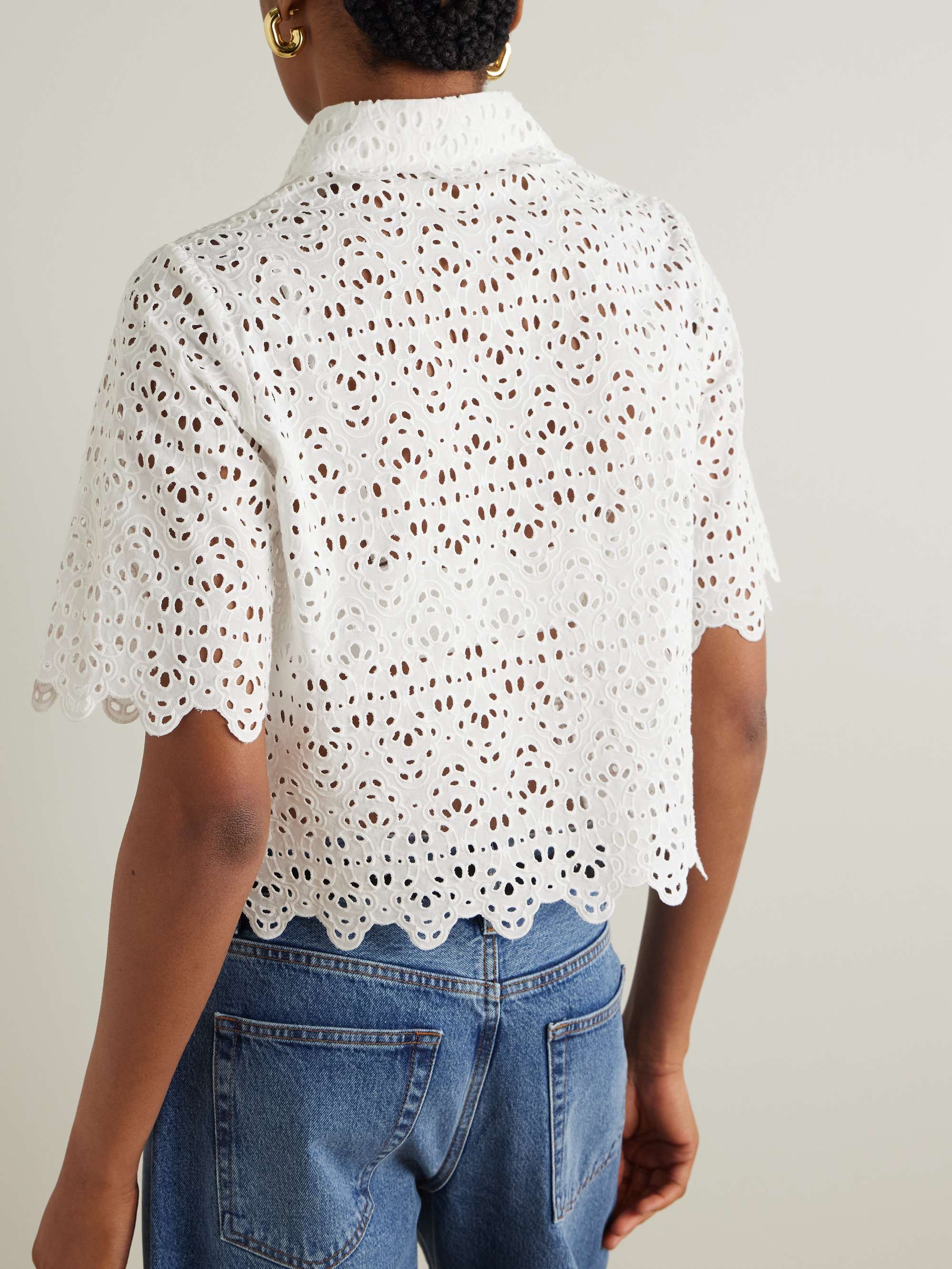 The Deco scalloped broderie anglaise cotton blouse view