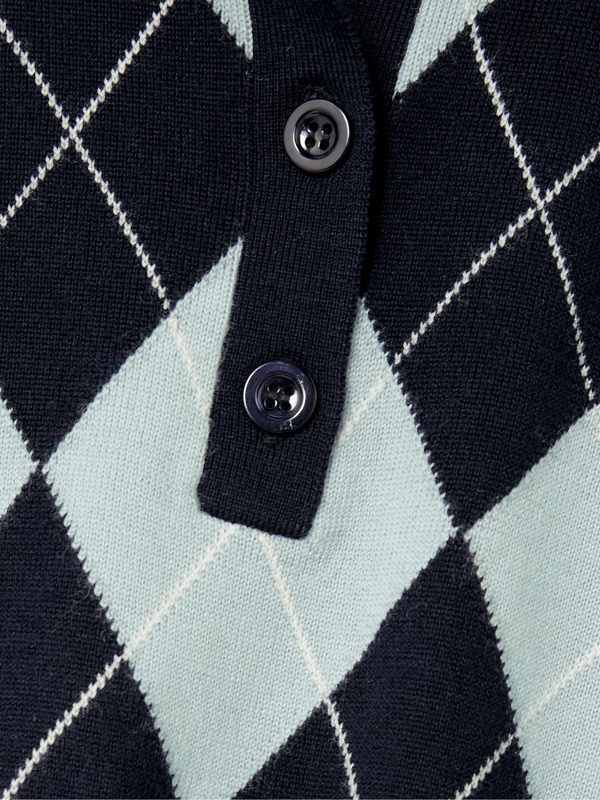 Argyle merino wool polo sweater view