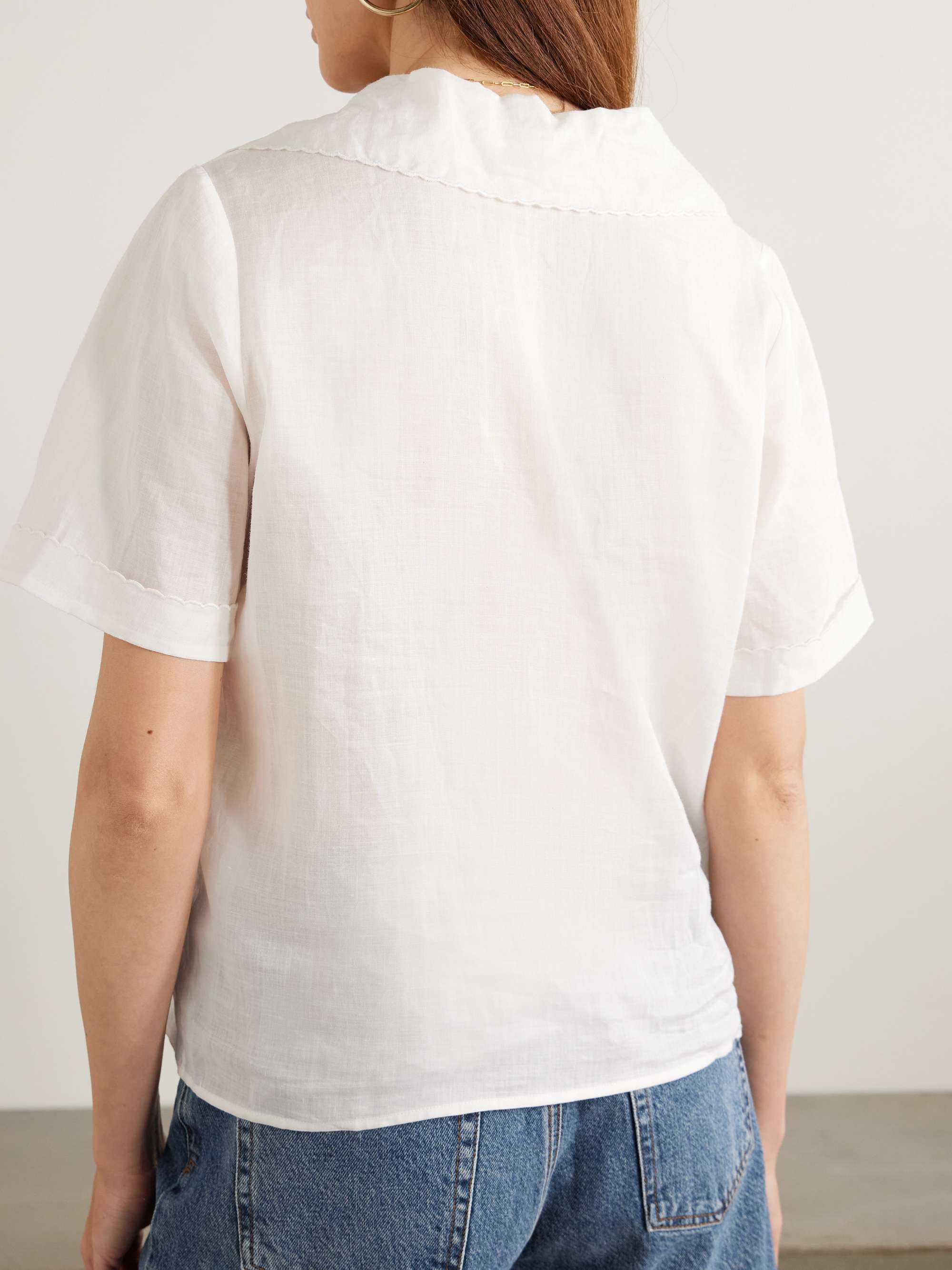Scalloped ramie-voile blouse view