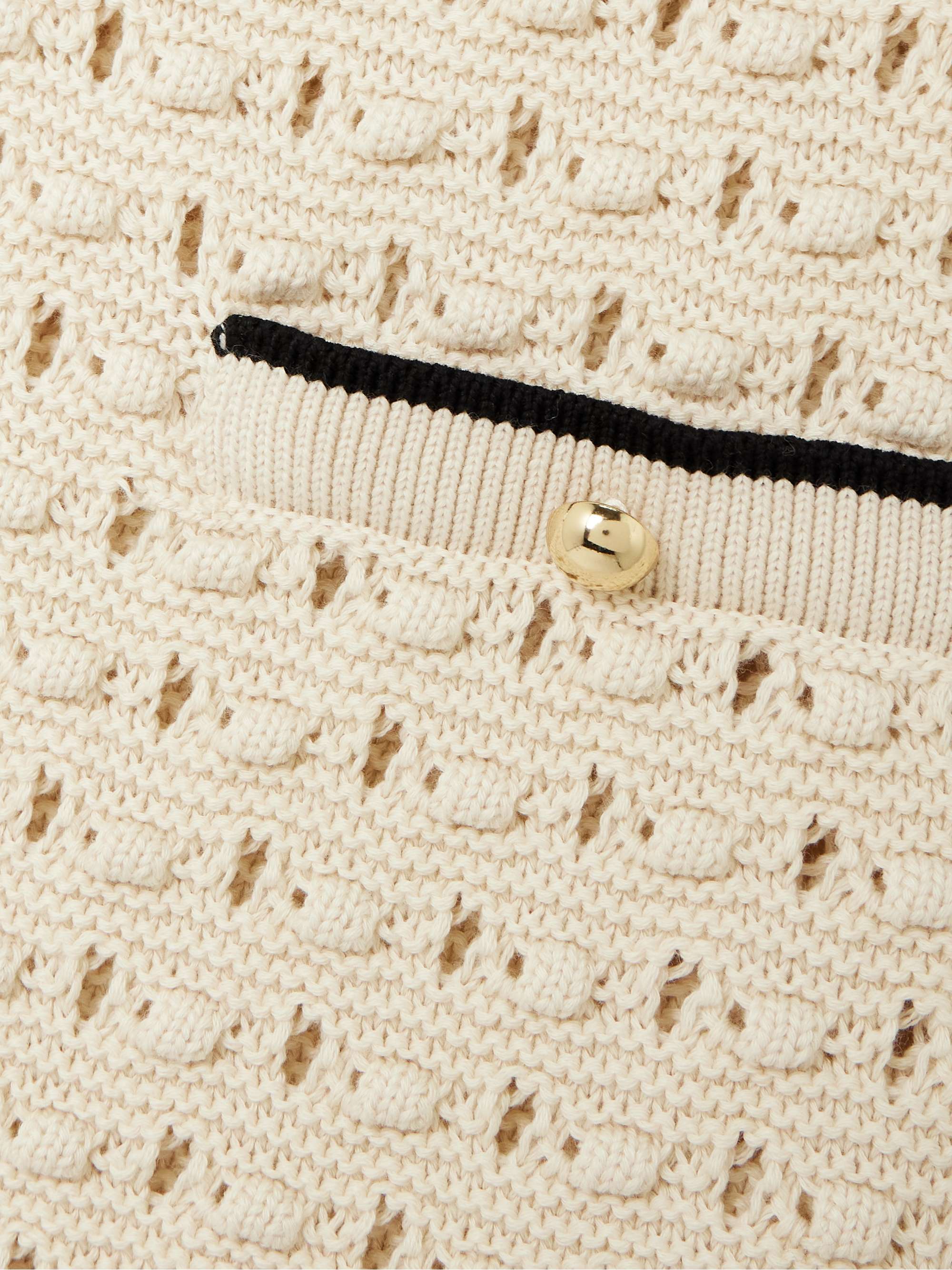 The Bauble piped open-knit cotton mini dress view
