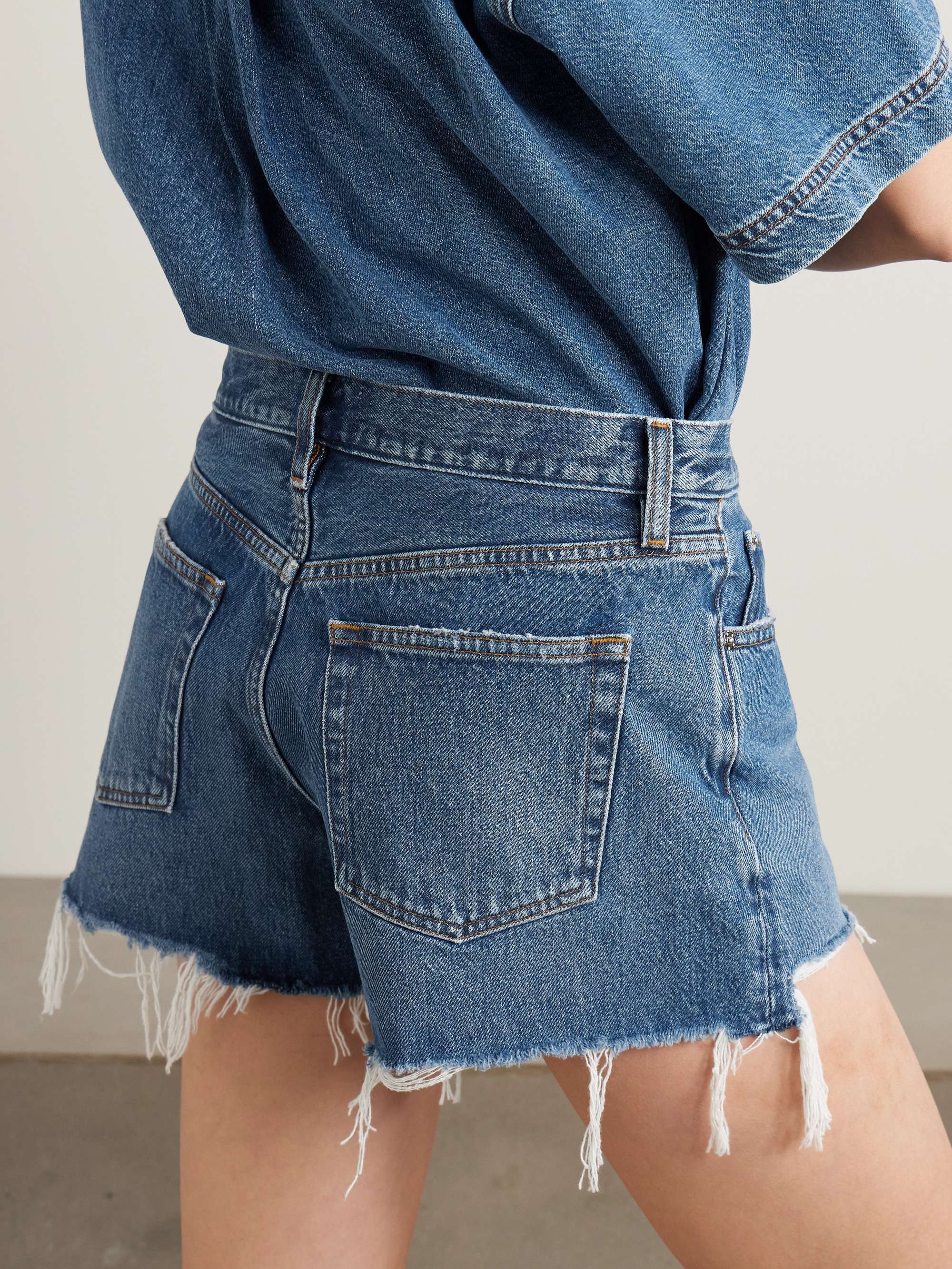 The Hang distressed denim shorts view