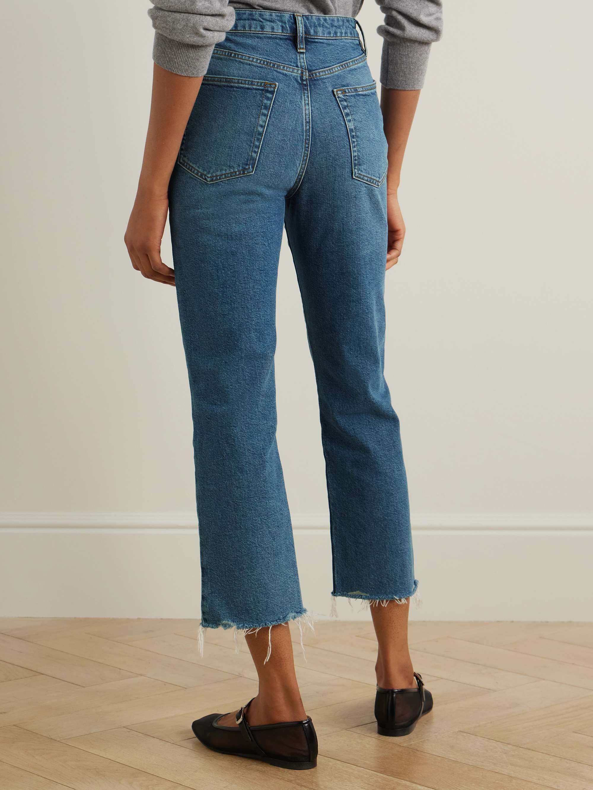 The Ruler Crop frayed high-rise slim-leg jeans view