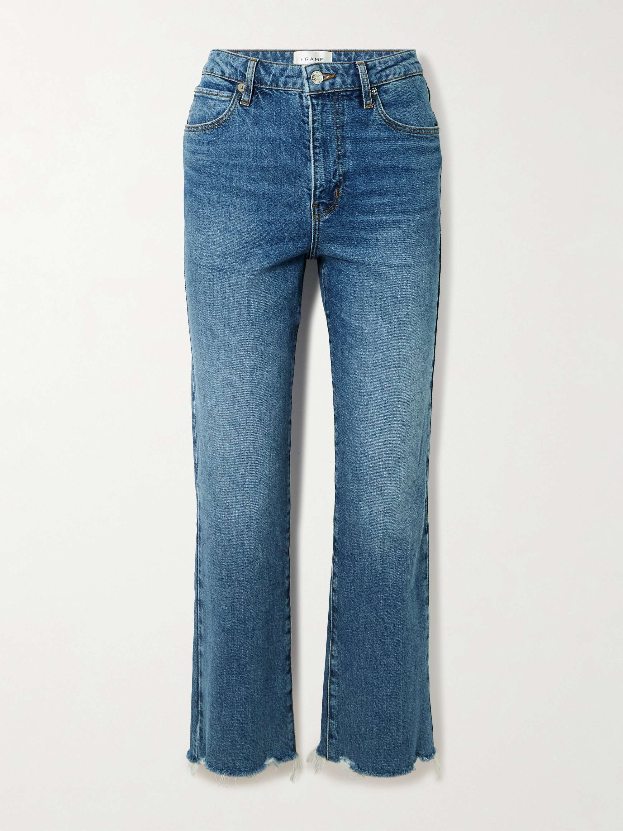 The Ruler Crop frayed high-rise slim-leg jeans view