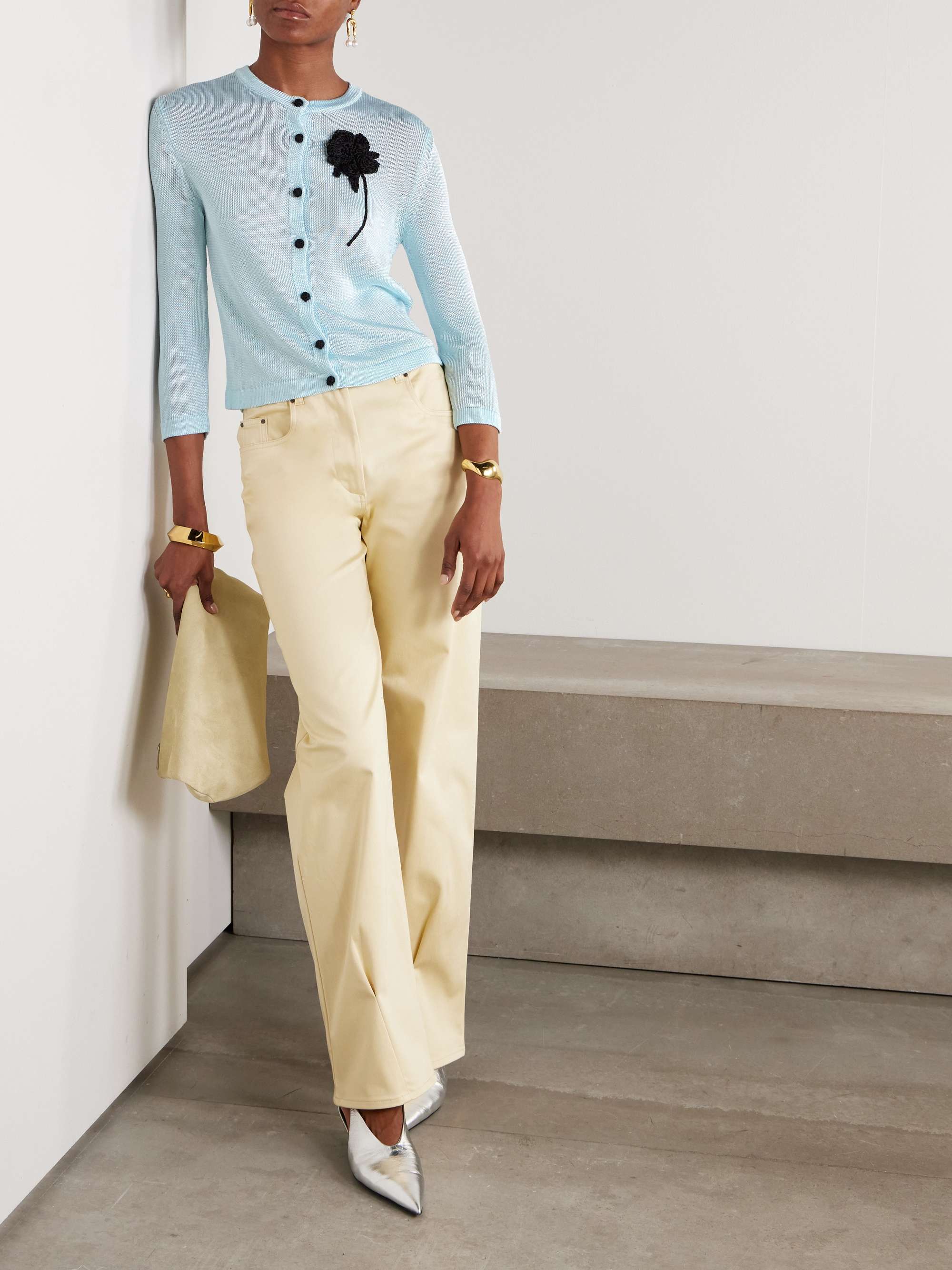 Appliquéd knitted cardigan view