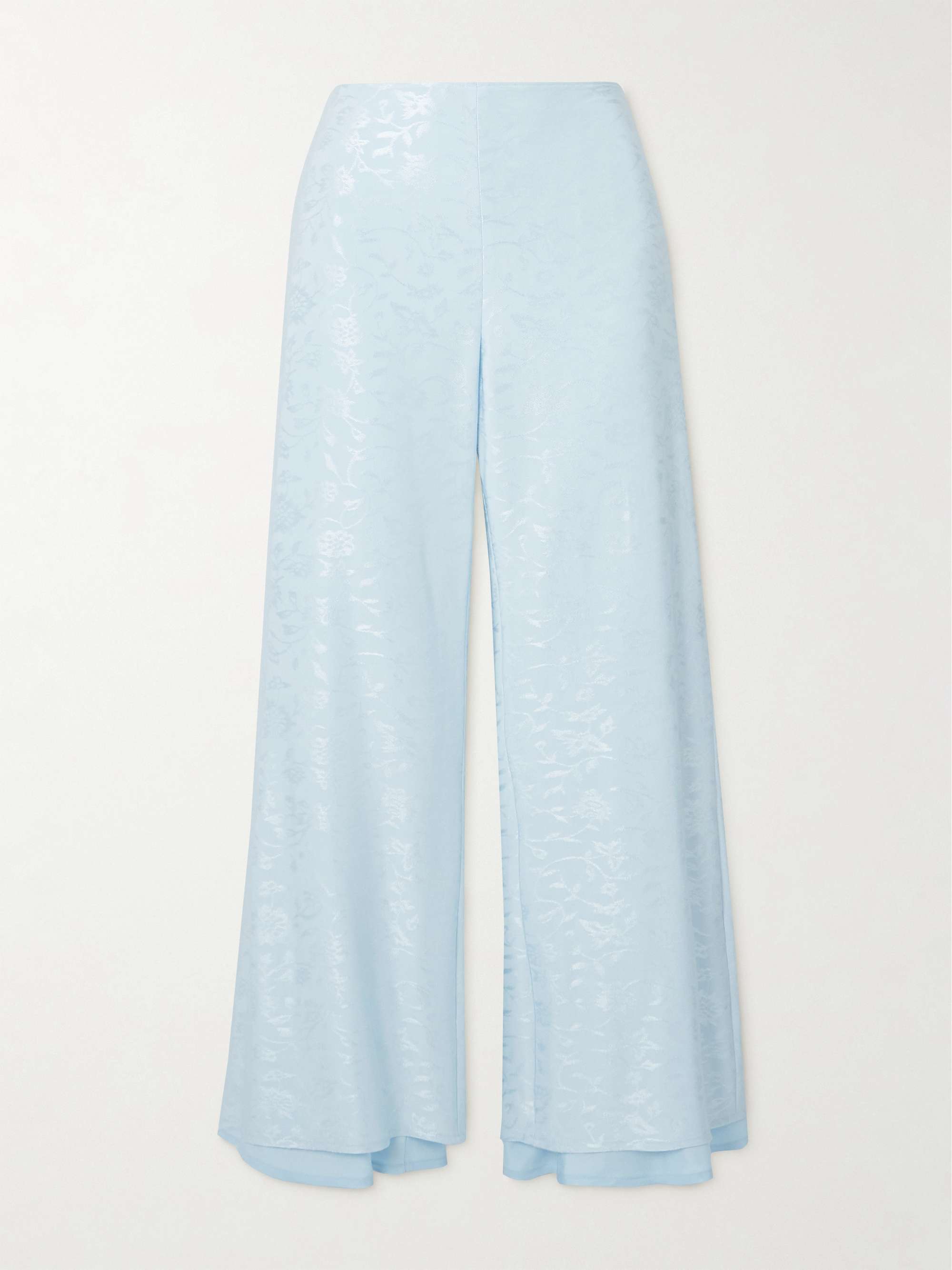 Cropped floral-jacquard flared pants view